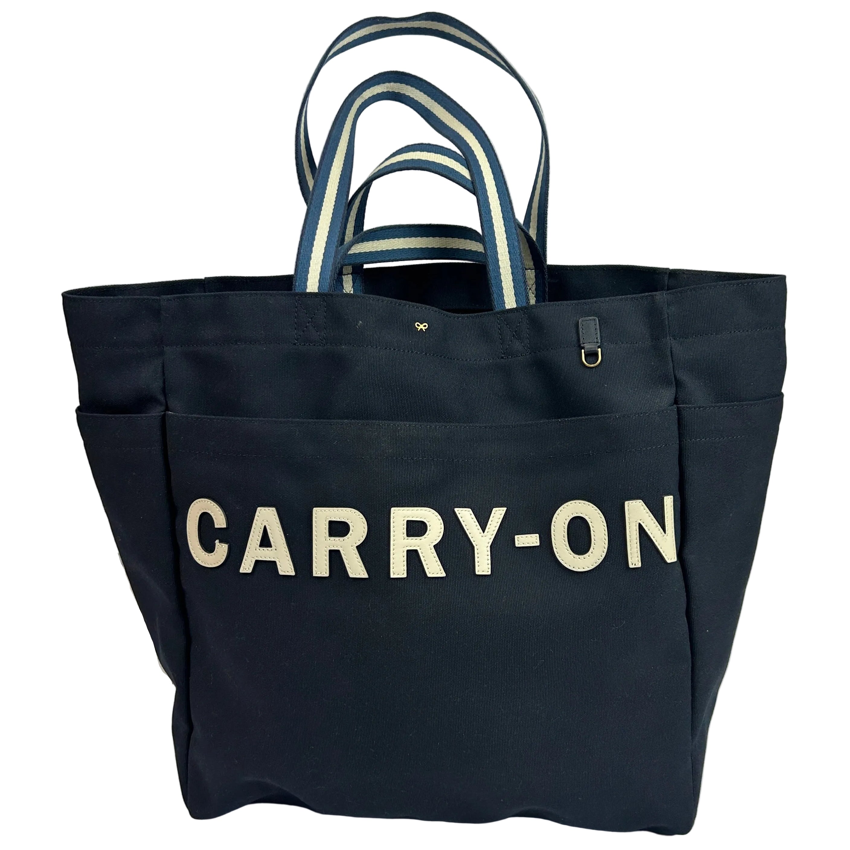 Anya Hindmarch £195 Navy Recycled Canvas Carry-On Tote Bag