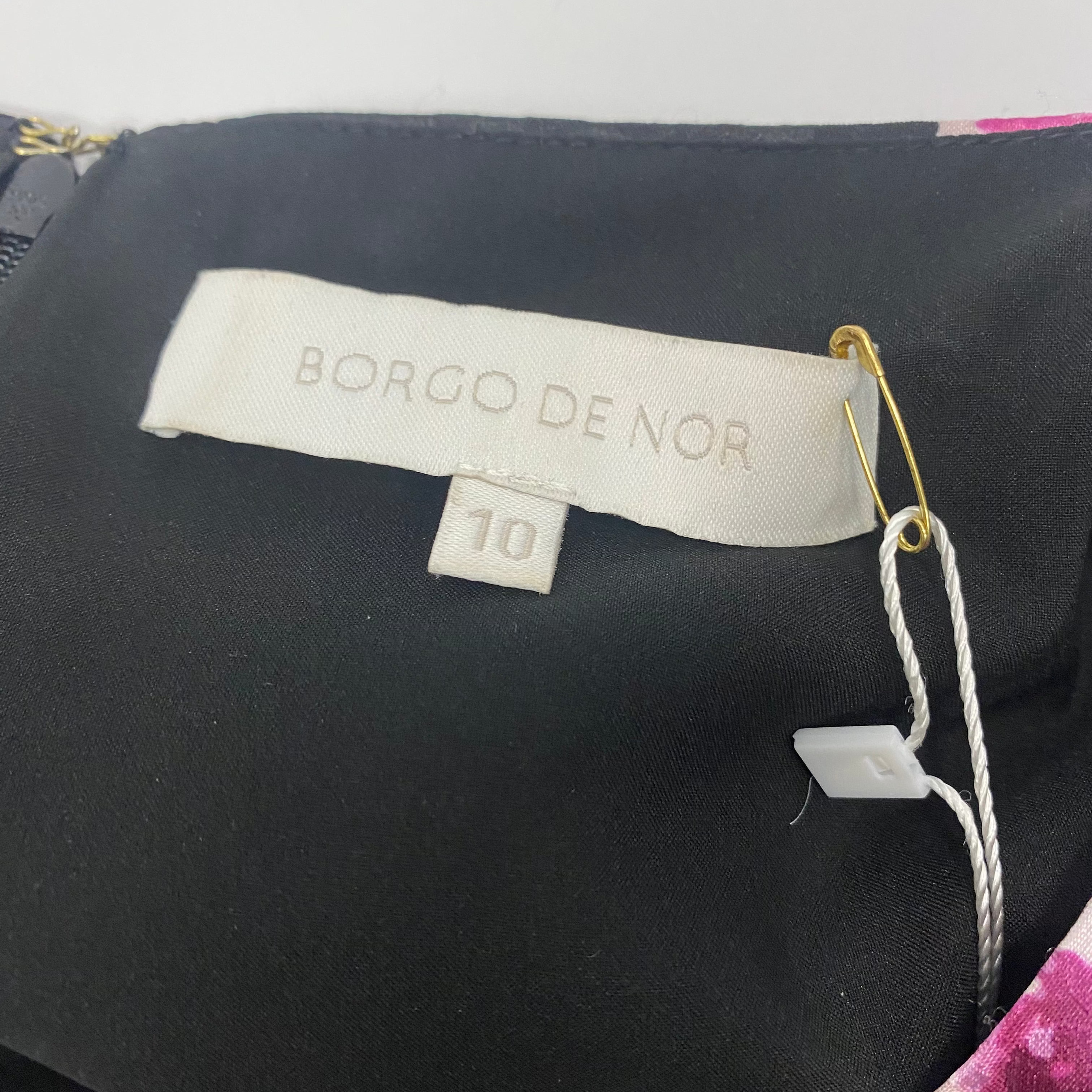 Borgo De Nor Black & Pink Floral Satin Maxi Dress S