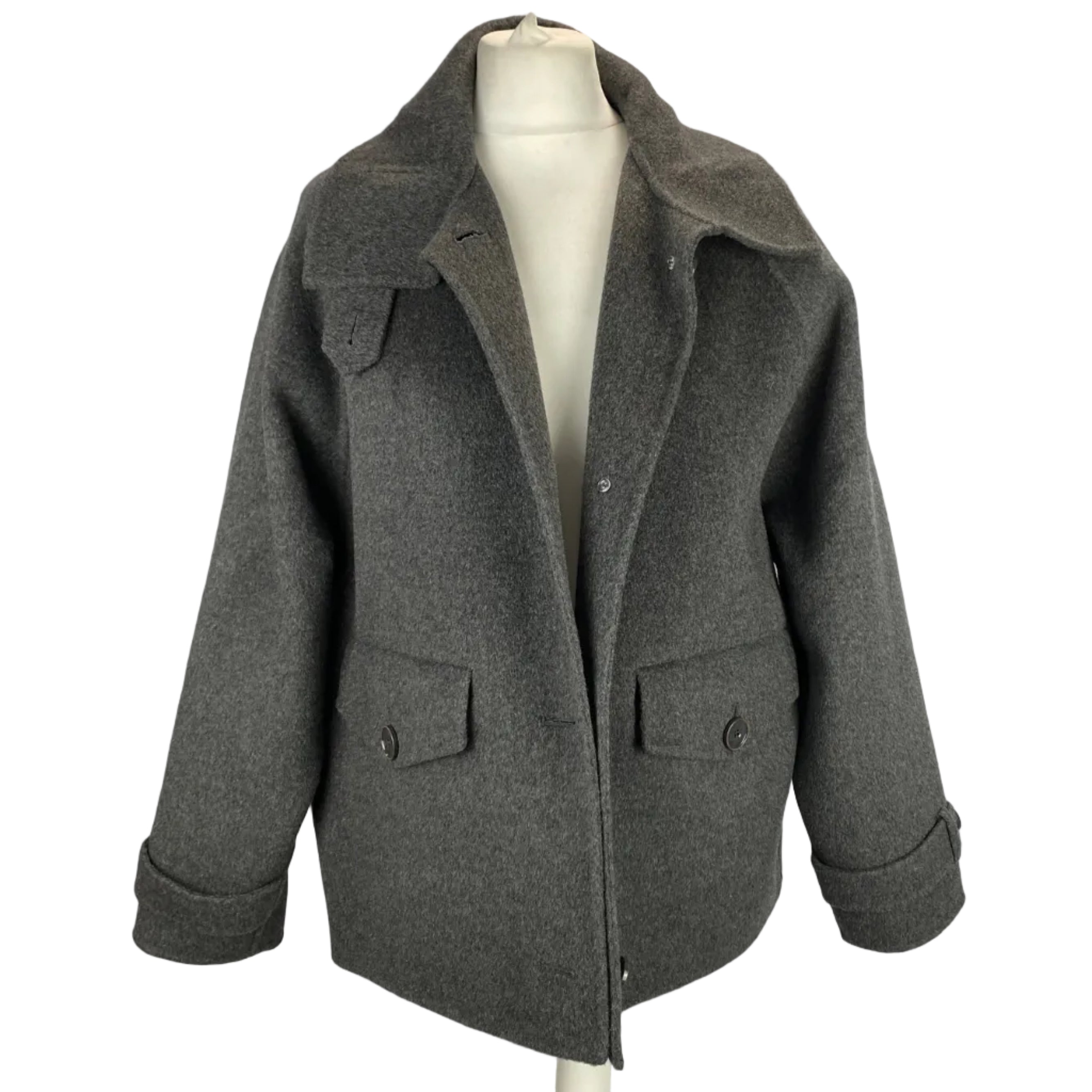 Sessun Charcoal Wool Mix Trench Jacket M