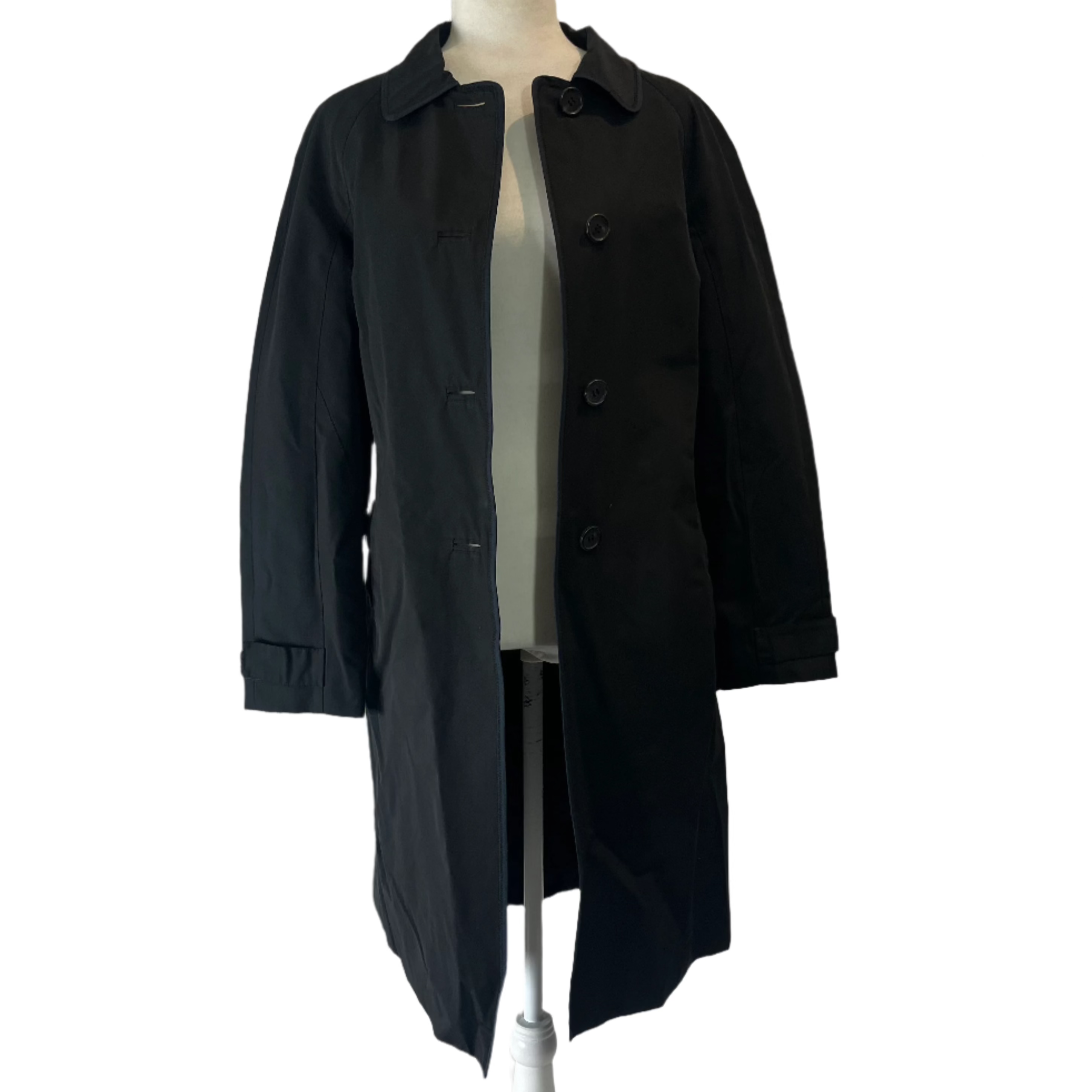 Prada Black Polycotton Belted Coat S