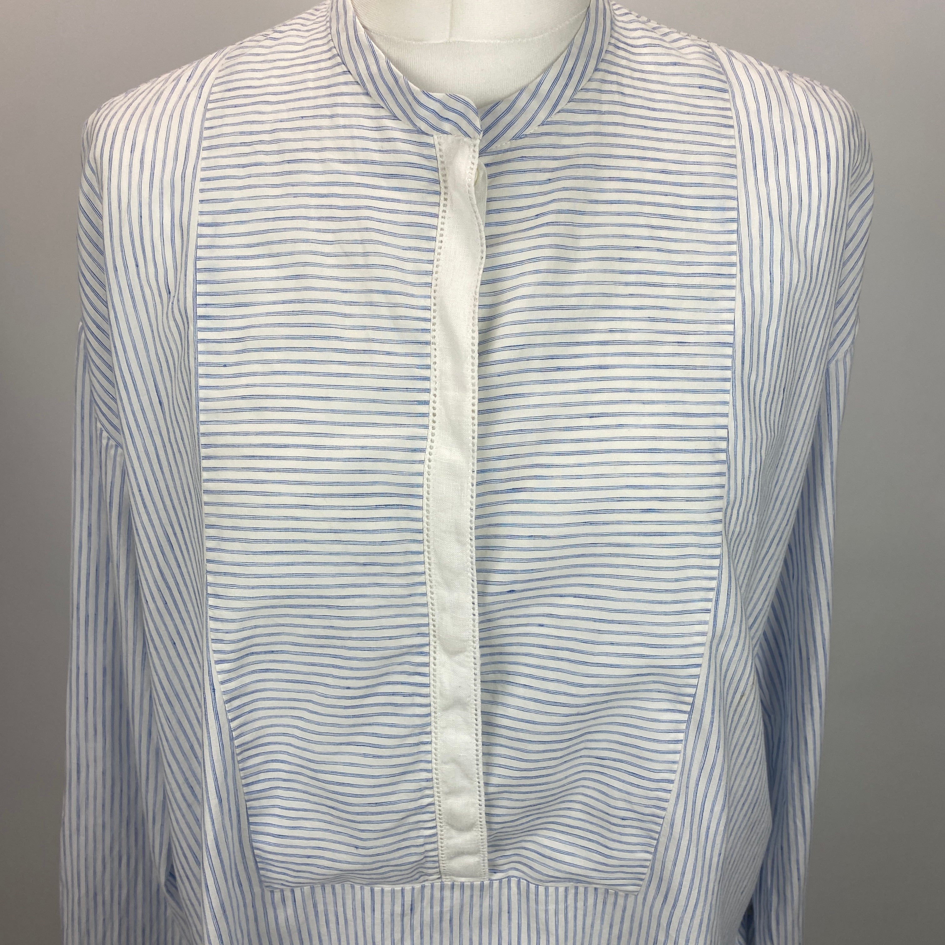 Loro Piana £1600 Blue & White Pinstripe Linen & Cotton Tunic XXL