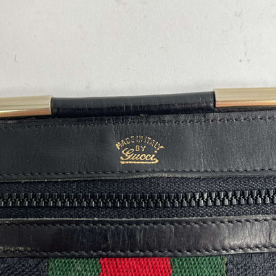 Gucci Vintage Black Monogram Canvas Clutch Bag