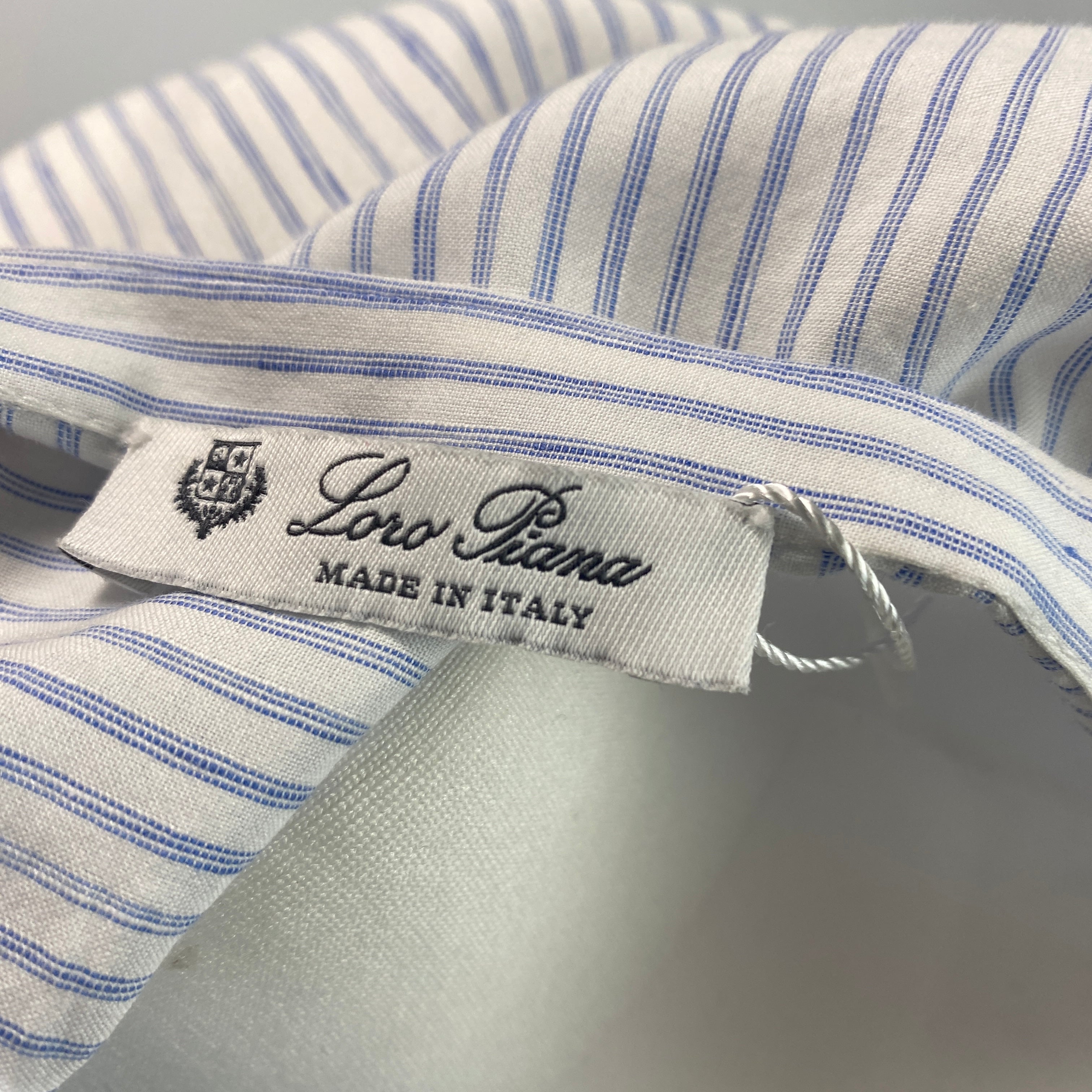 Loro Piana £1600 Blue & White Pinstripe Linen & Cotton Tunic XXL