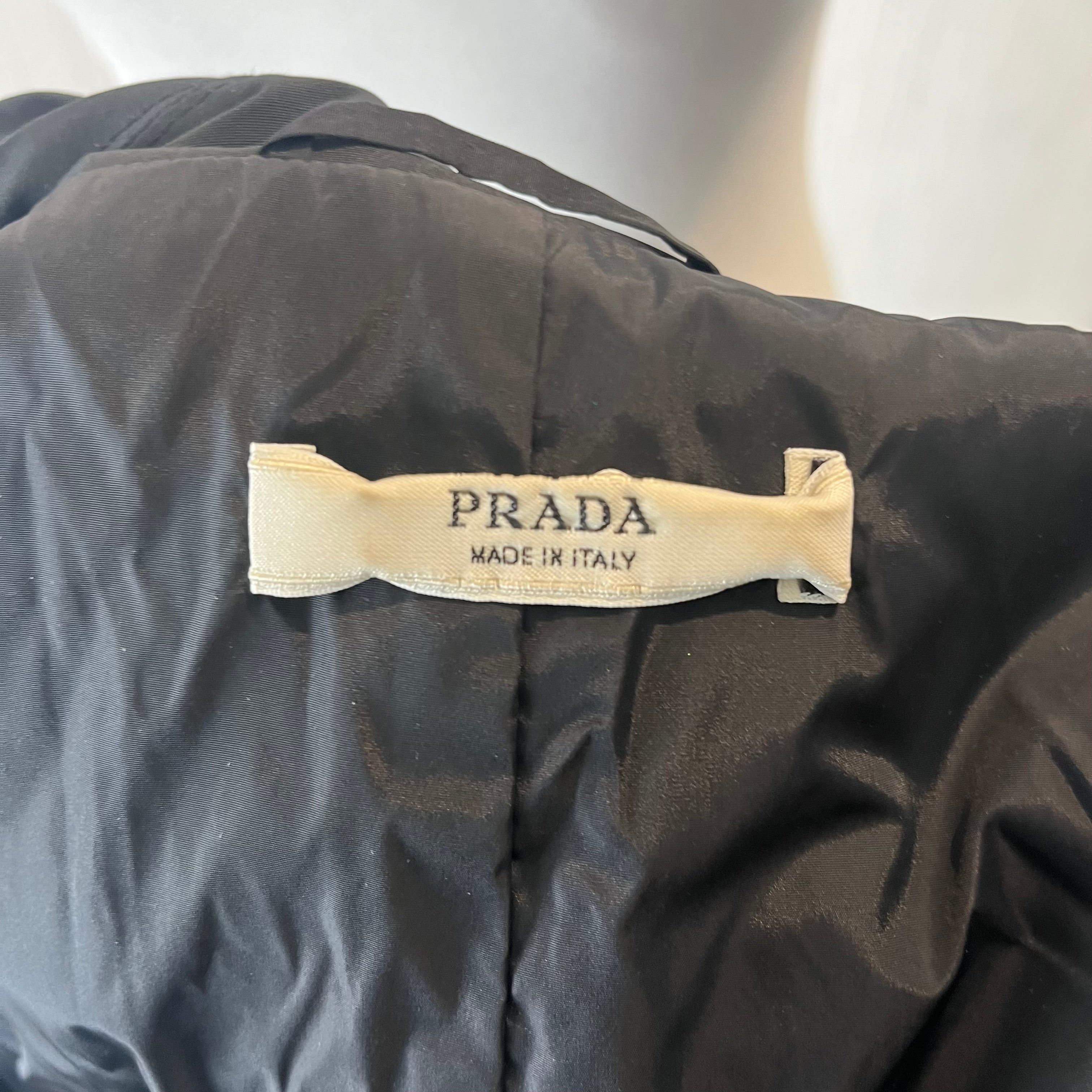 Prada Black Polycotton Belted Coat S