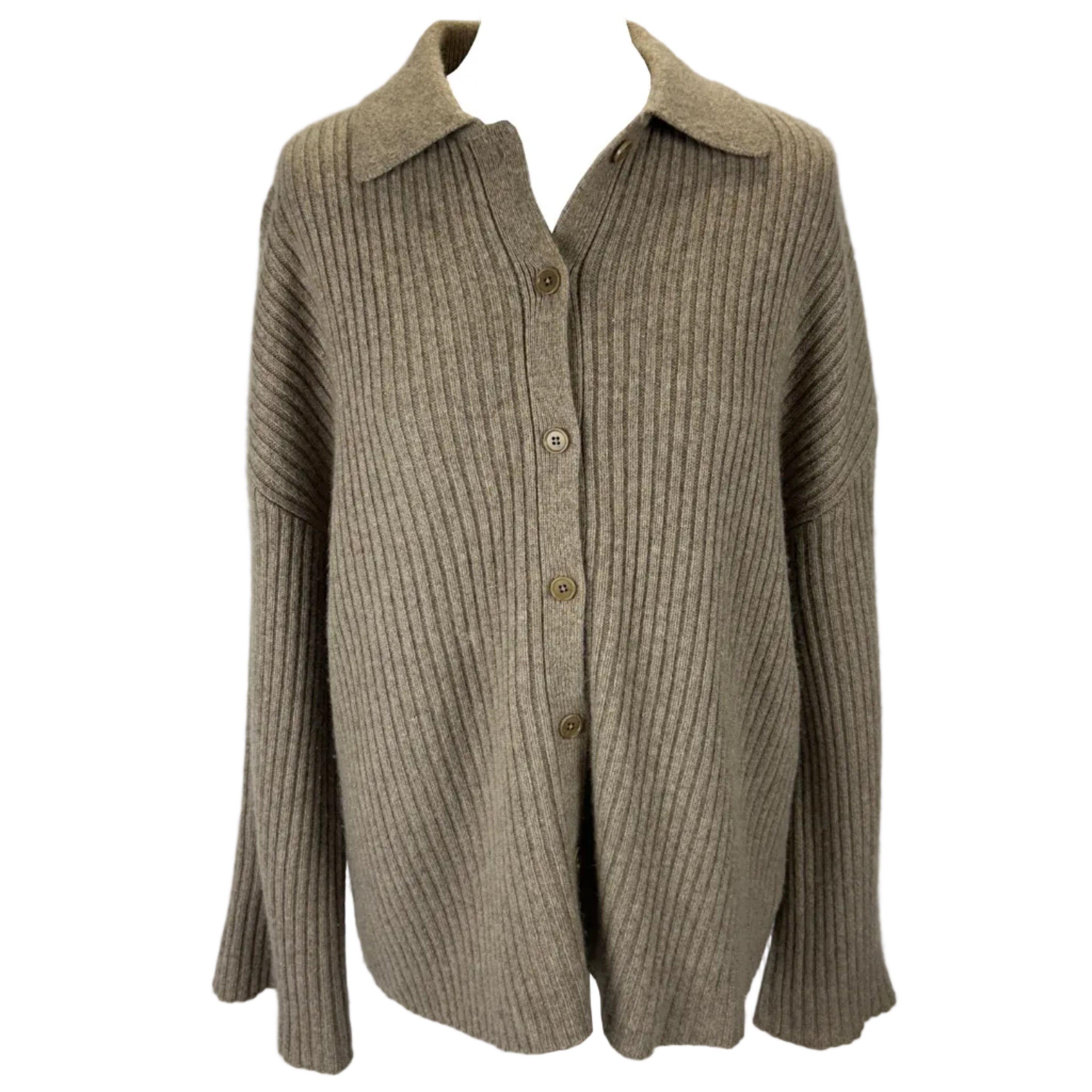Reformation £300 Oatmeal Cashmere Rib Fantino Cardigan S-L