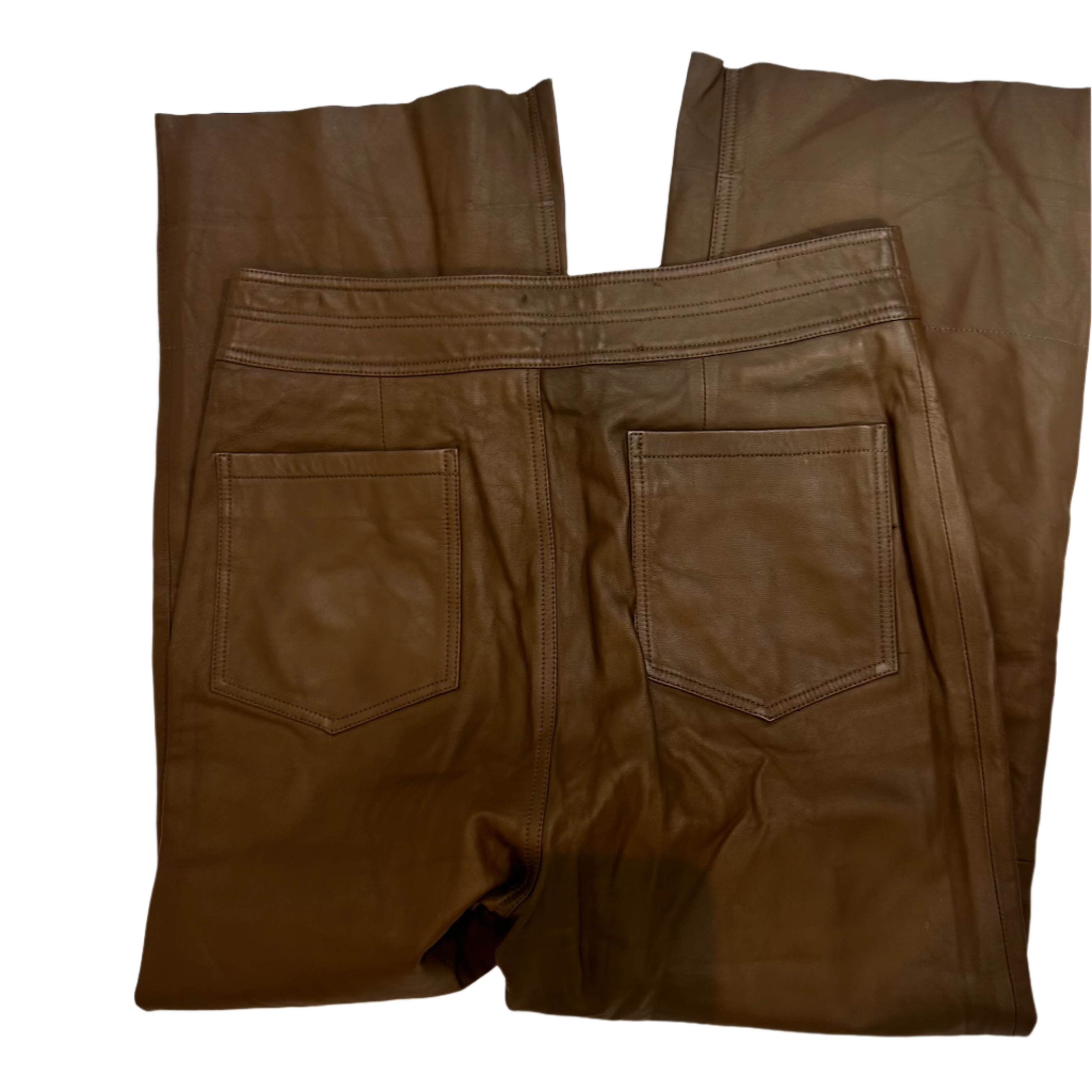 Apiece Apart Brand New £950 Olive Leather Wide Leg Pants XL