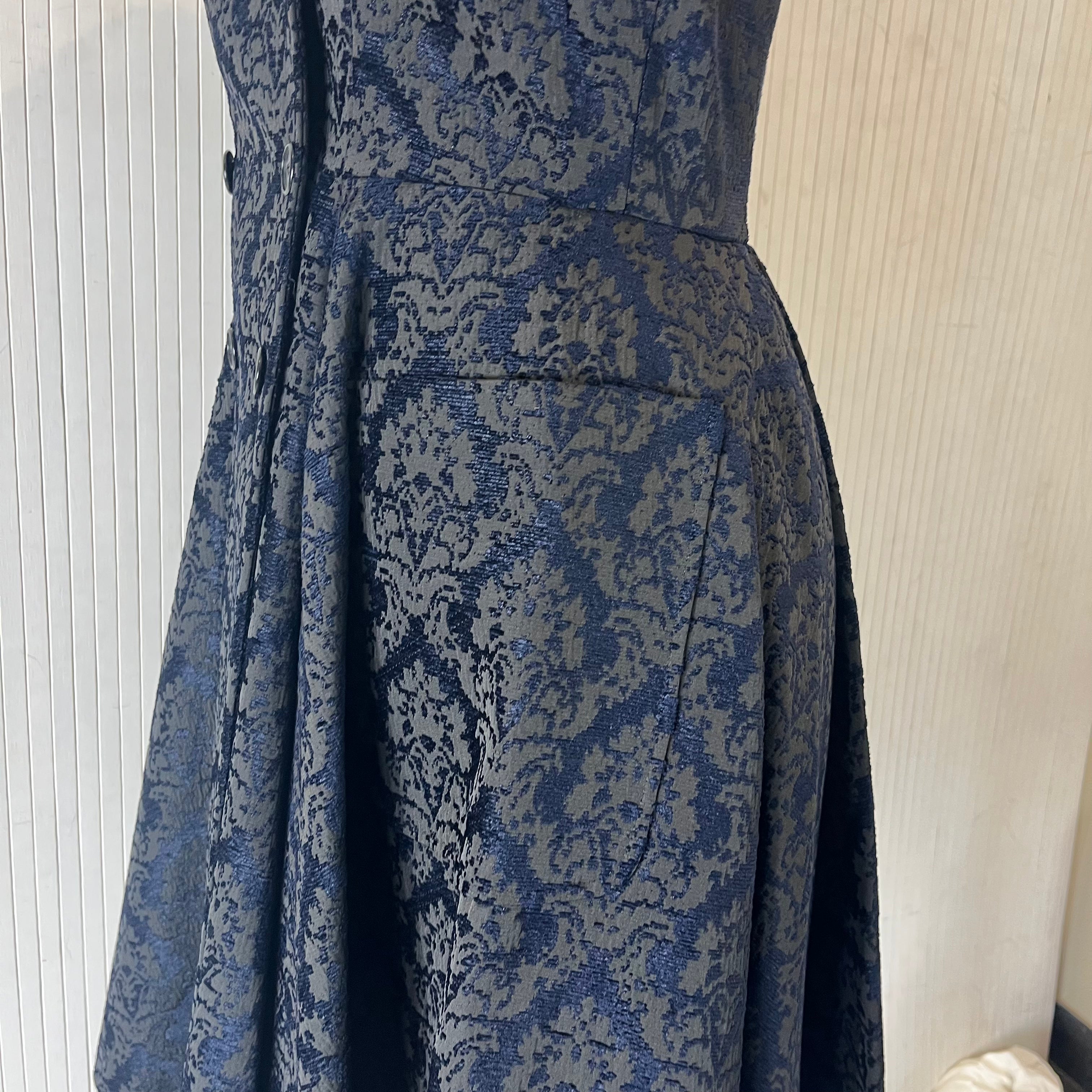 Givenchy £3500 Black & Navy Flocked Frock Coat S