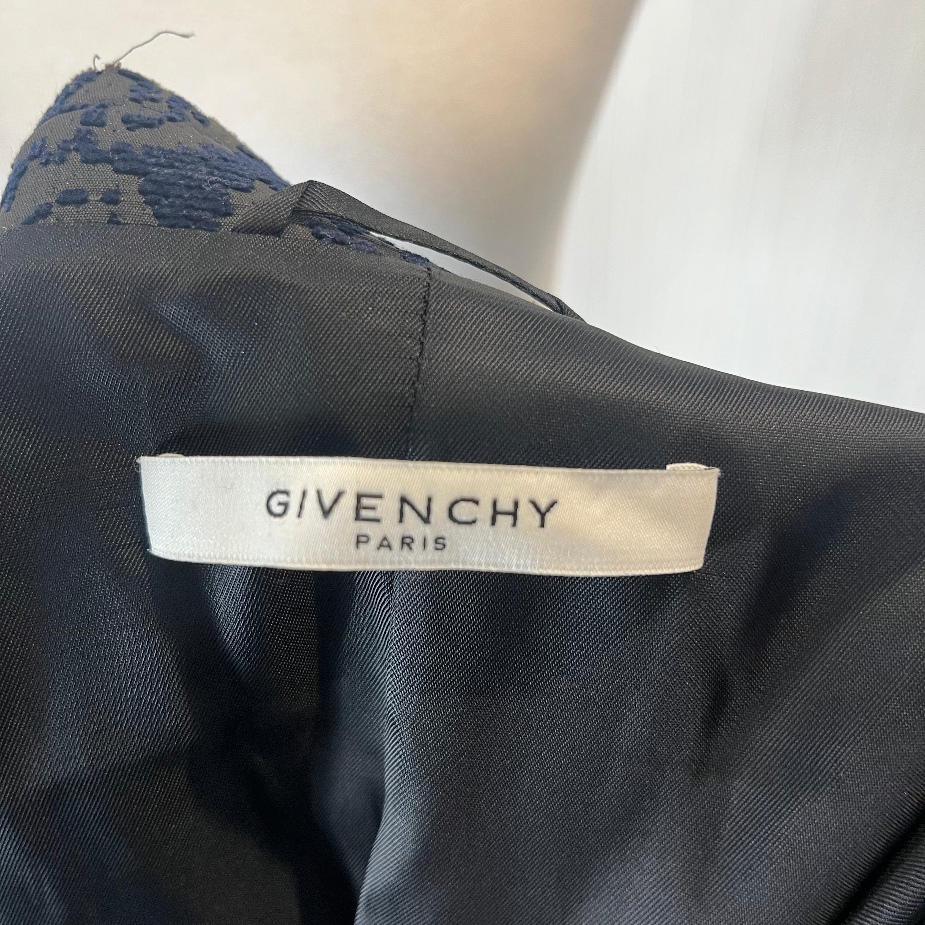 Givenchy £3500 Black & Navy Flocked Frock Coat S