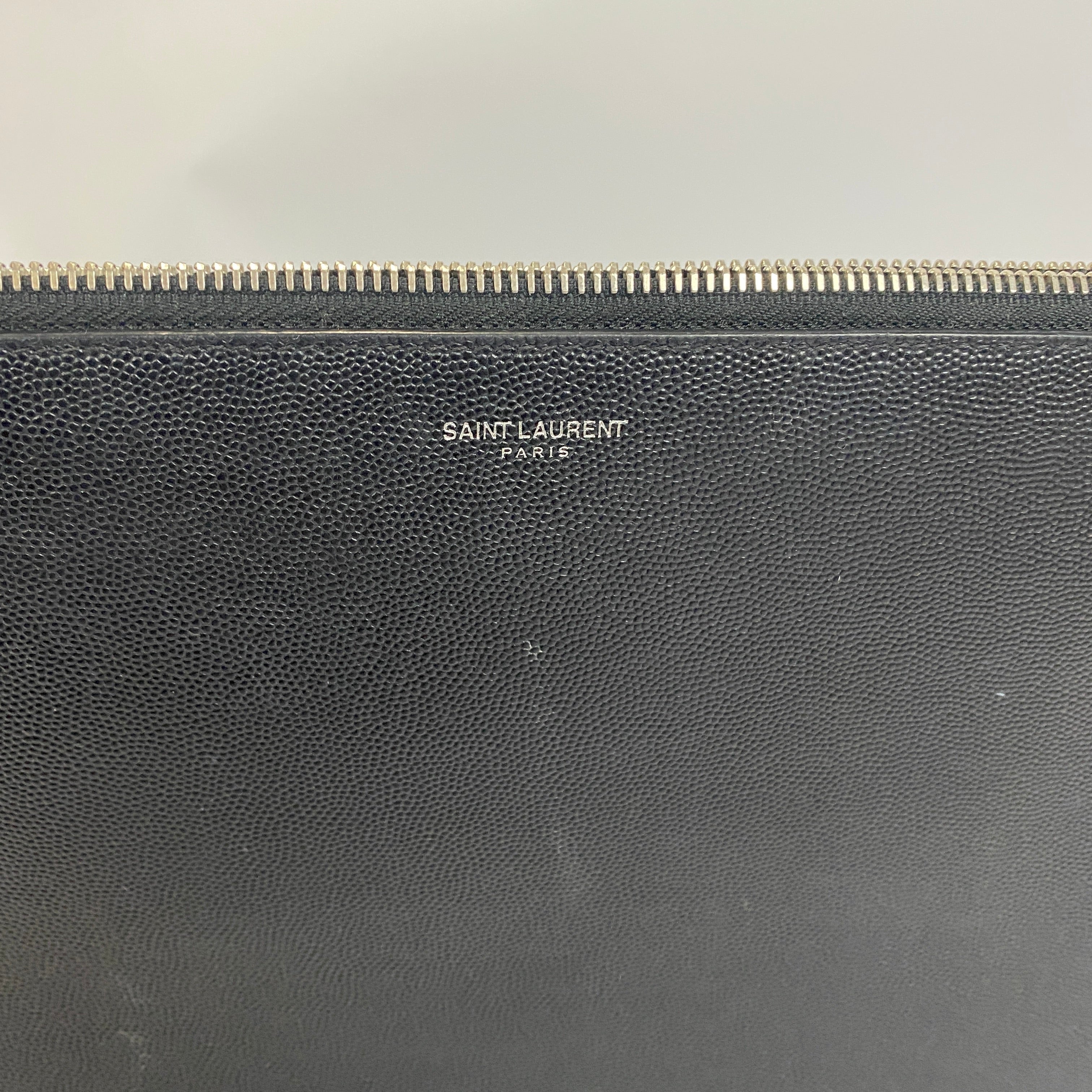 Saint Laurent Black Grain De Poudre Large Folio/Laptop Case