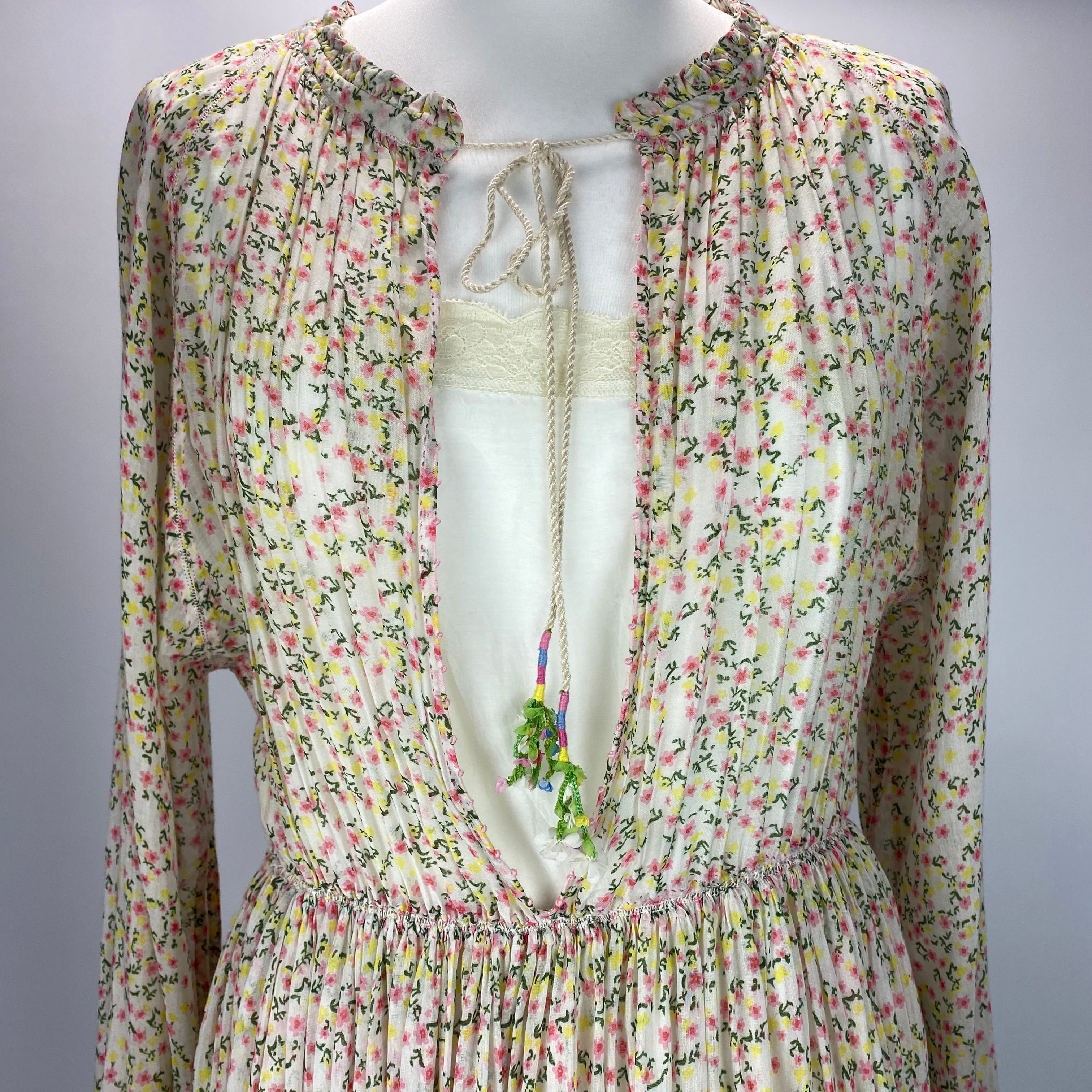 Pero £1200 Cream Ditzy Floral Silk & Cotton Maxi Dress S