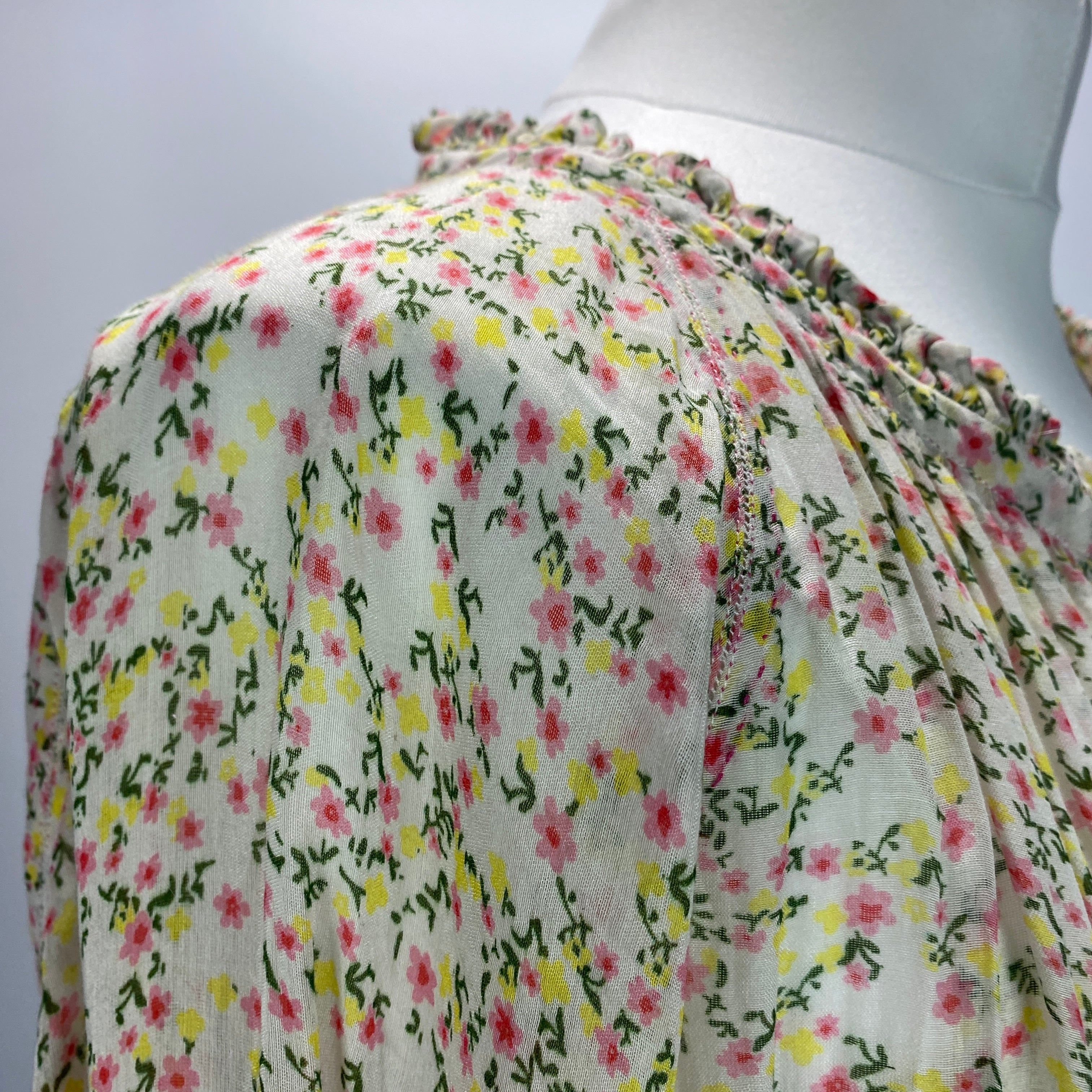 Pero £1200 Cream Ditzy Floral Silk & Cotton Maxi Dress S