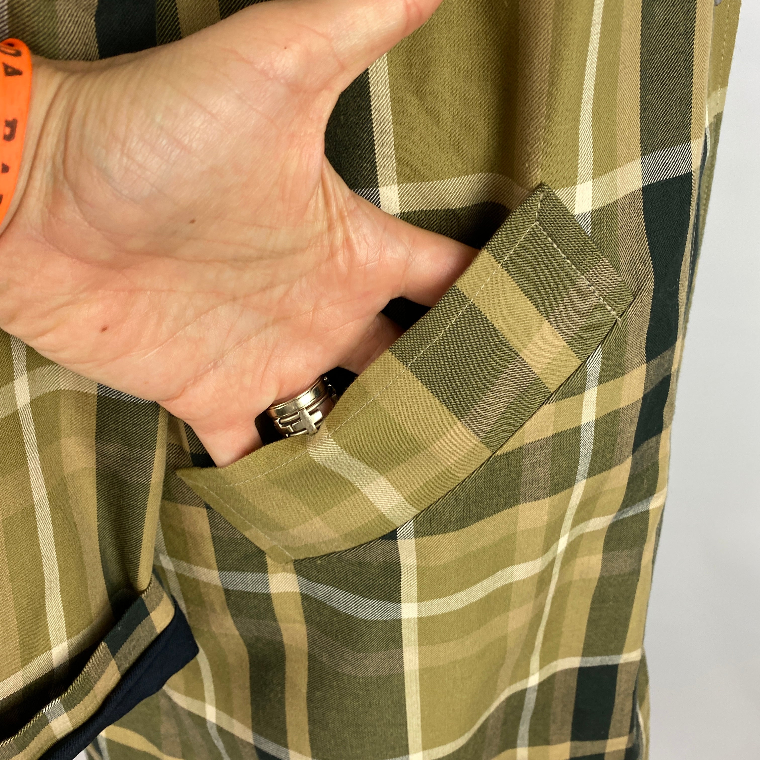 Sezane New £275 Moss & Beige Check Clyde Coat XXS-S
