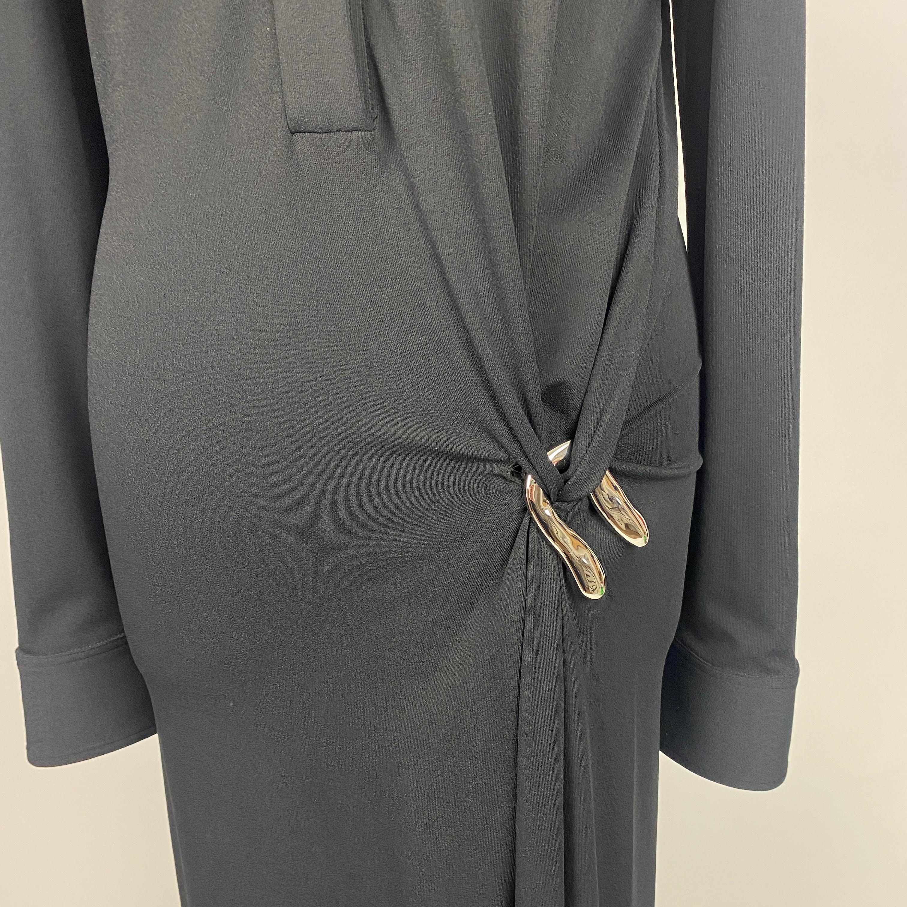 Bottega Veneta £2570 Black Knit Jersey Polo Maxi Dress M