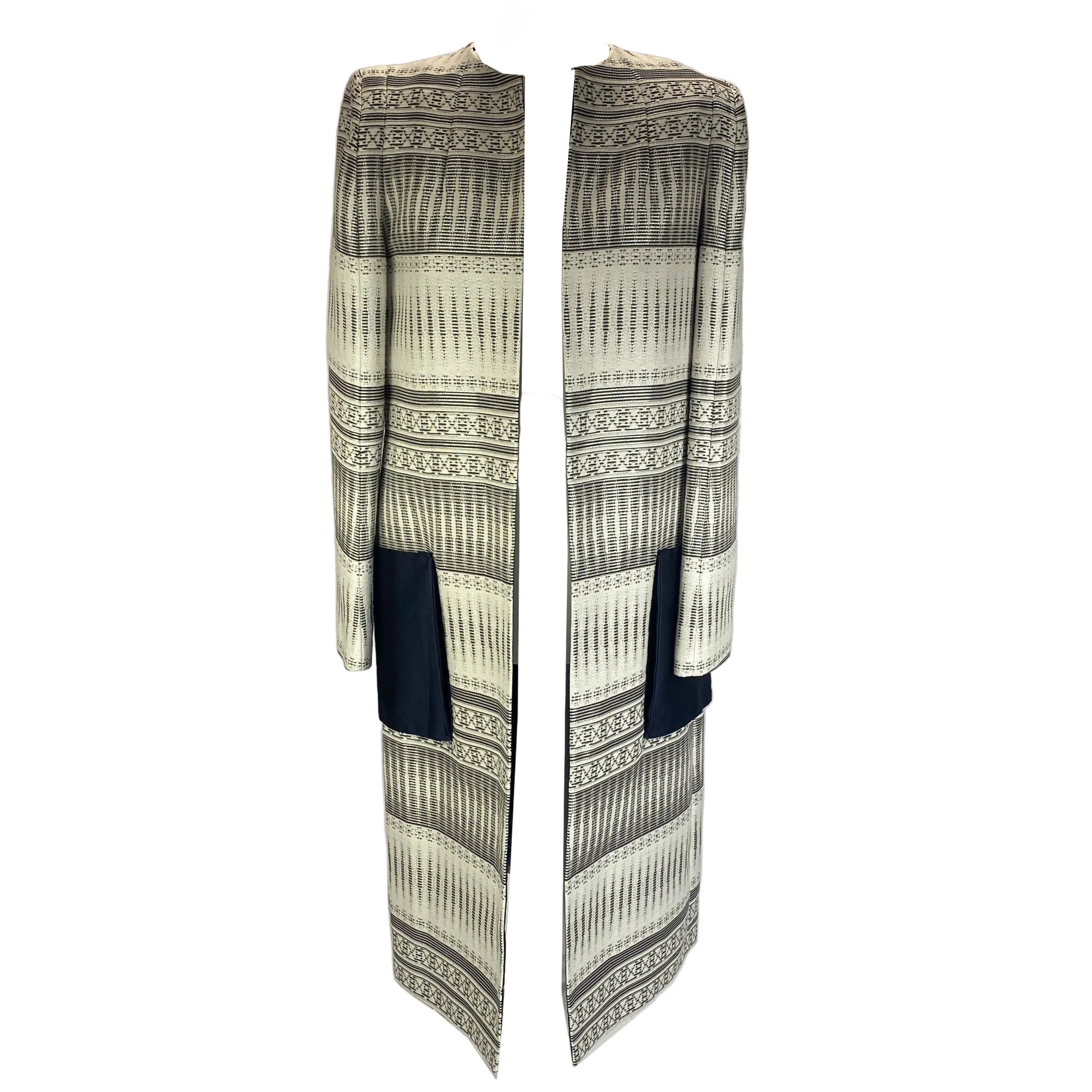 Amanda Wakeley New Ivory & Navy Brocade Occasion Coat S