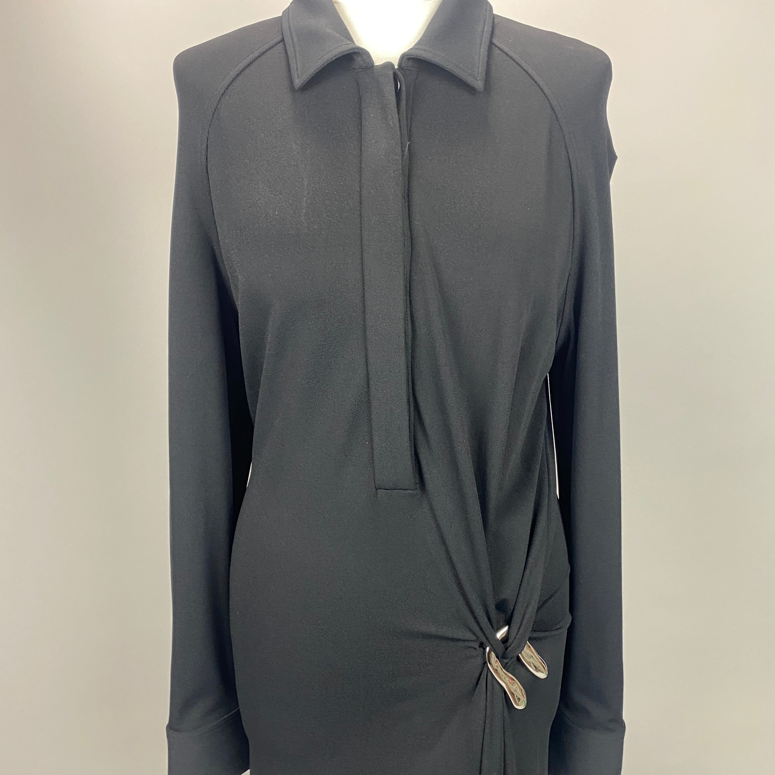 Bottega Veneta £2570 Black Knit Jersey Polo Maxi Dress M