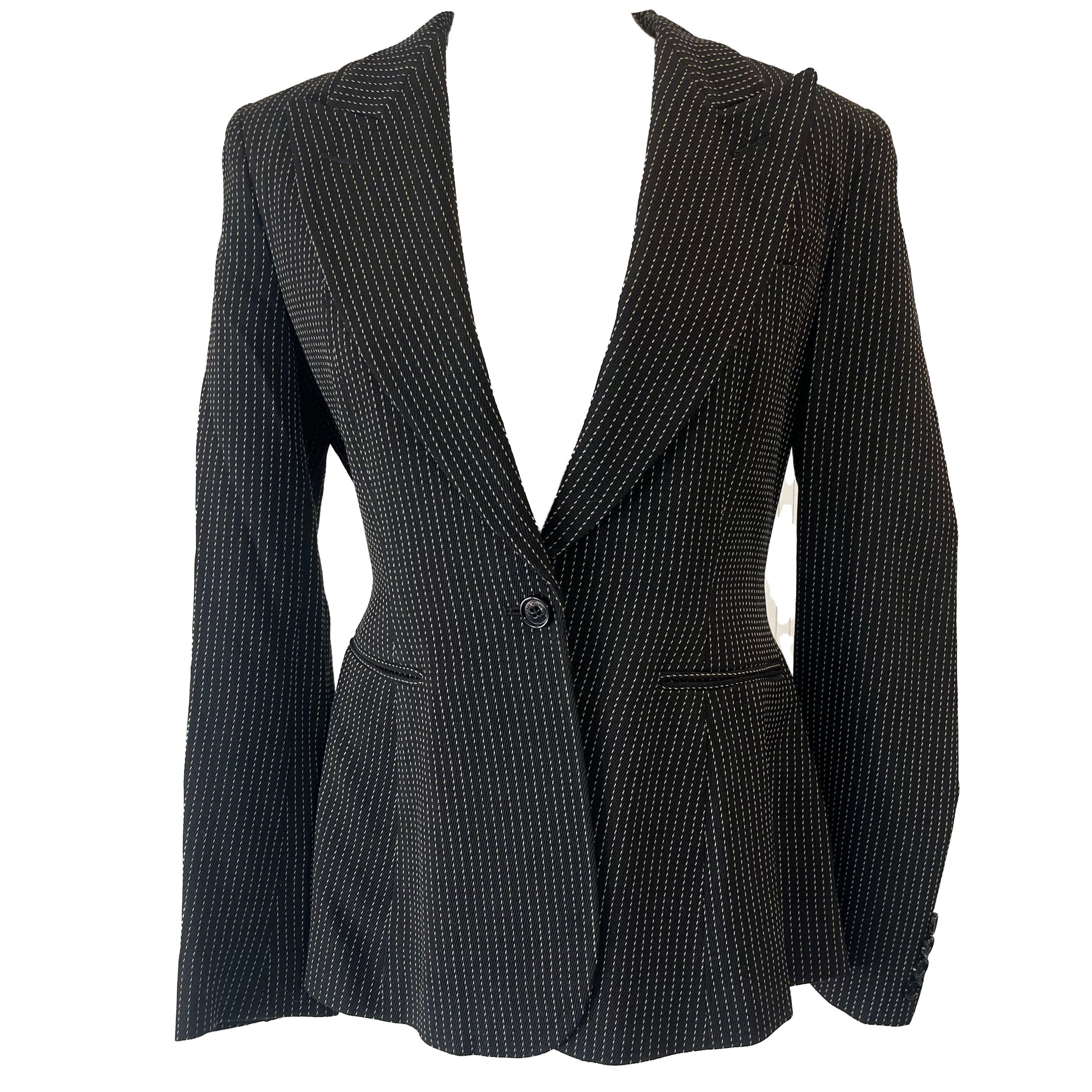 Ralph Lauren Black Pinstripe Wool Jacket S