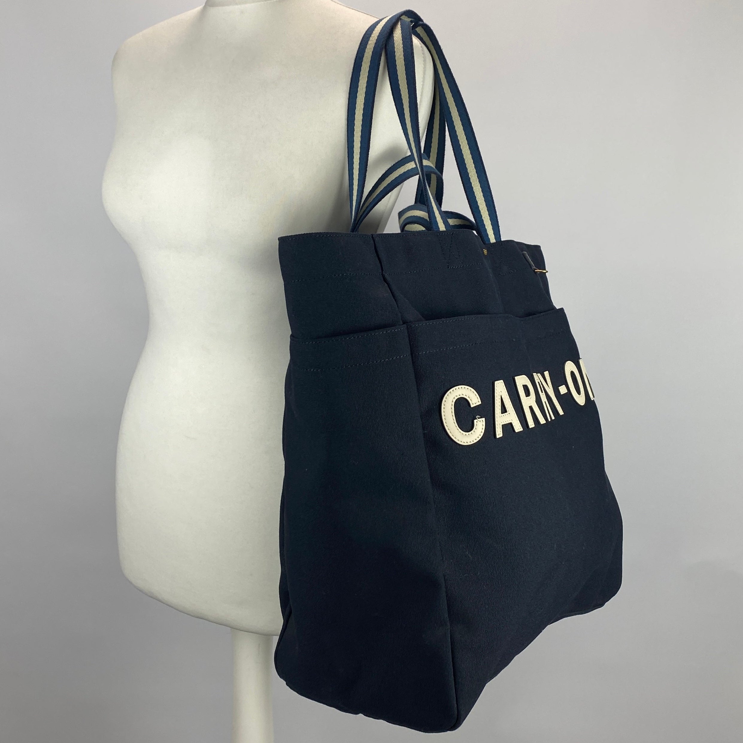 Anya Hindmarch £195 Navy Recycled Canvas Carry-On Tote Bag