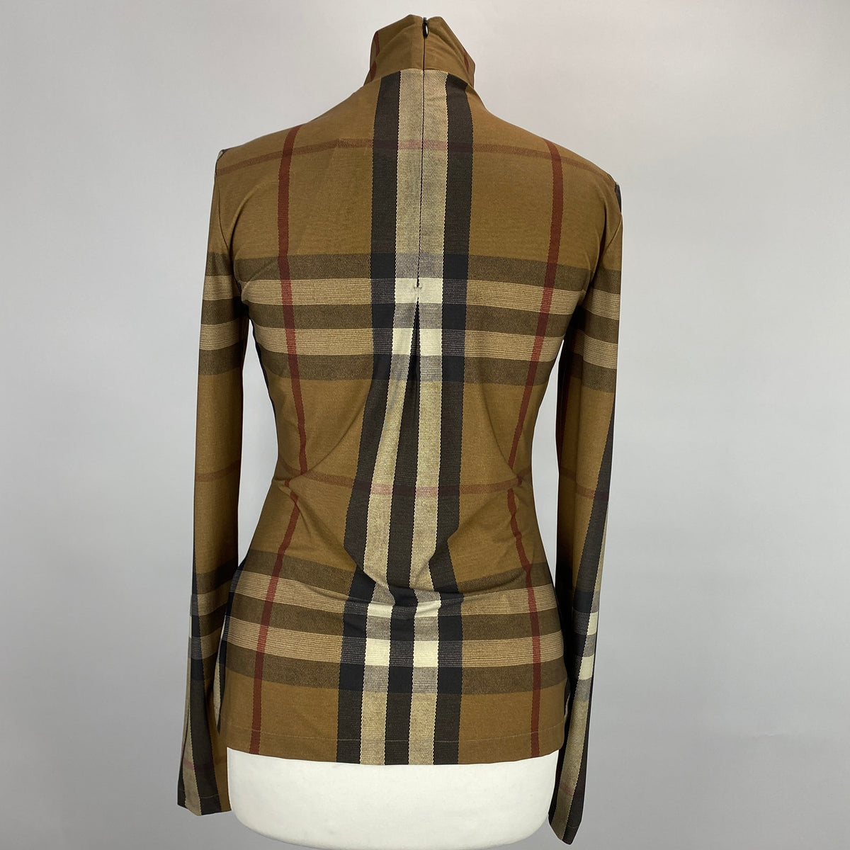 Burberry New Camel Nova Check Turtleneck Top M