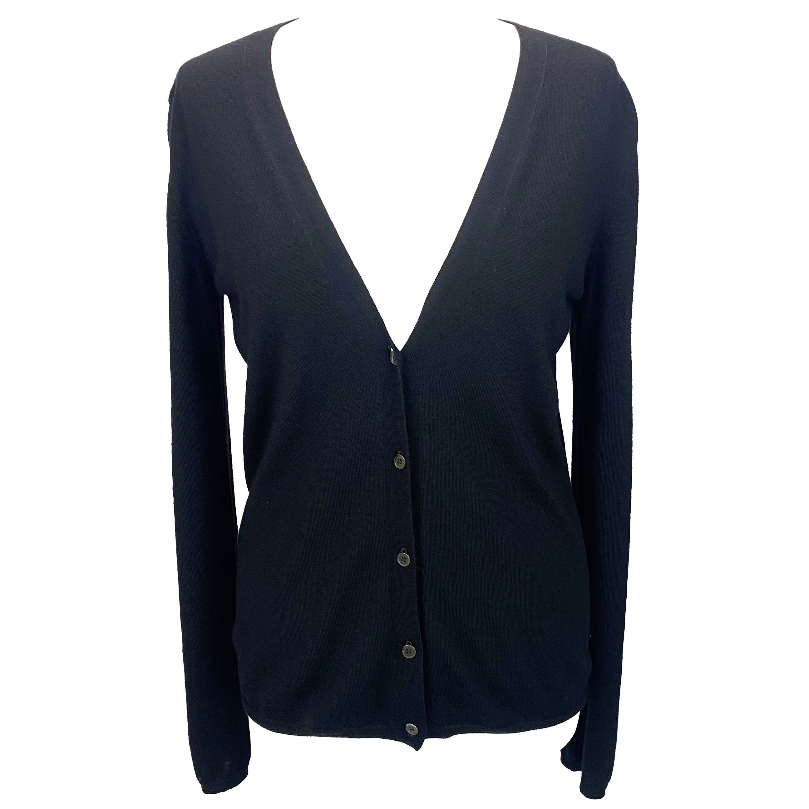Miu Miu Black Cashmere & Silk Classic Cardigan M