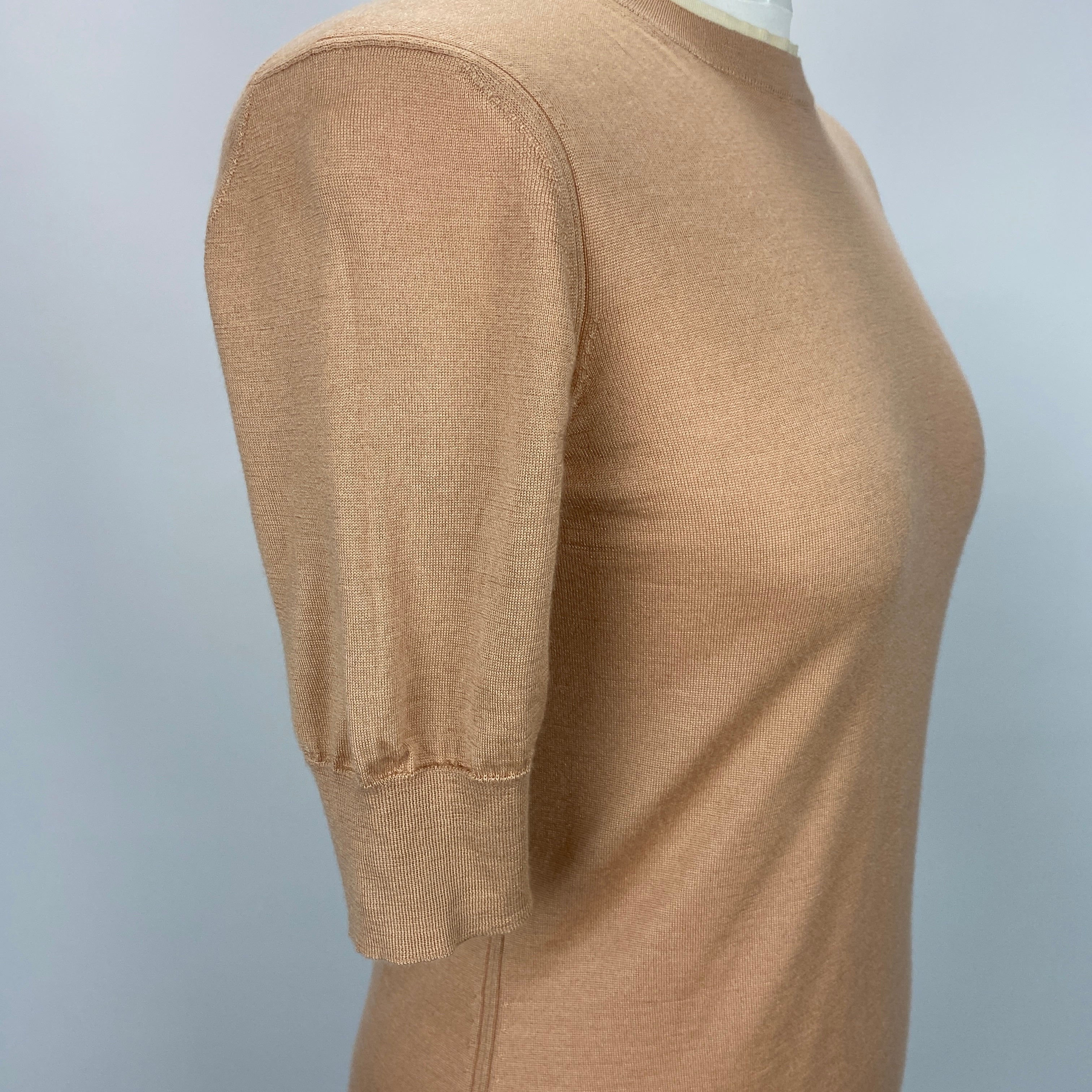Loro Piana £800 Plaster Nude Silk & Cashmere Fine Knit Sweater S