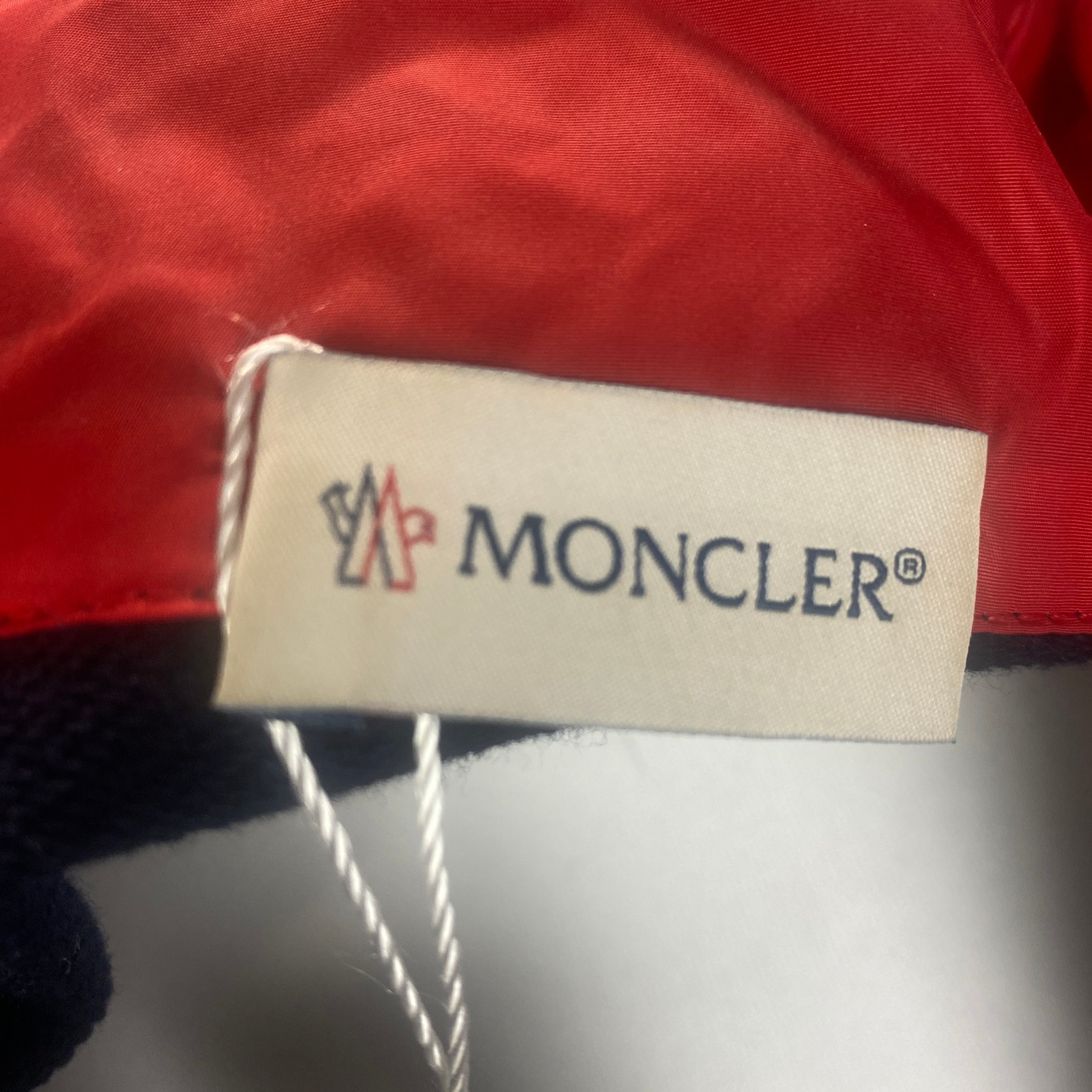 Moncler Navy & Scarlet Lightweight Duvet Maglia Jacket M