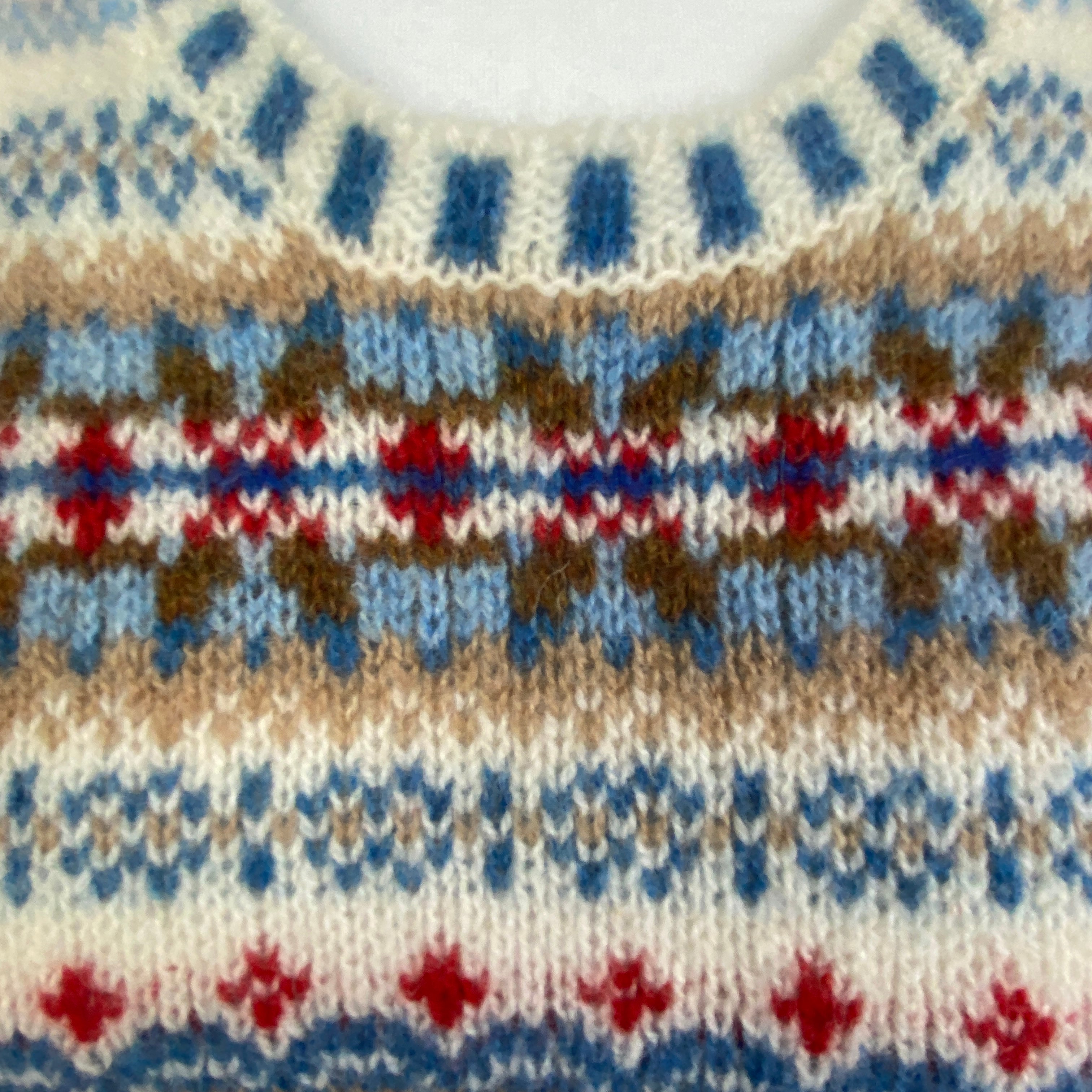 Eribe Blue & Ivory Fairisle Knit Wool Sweater Vest XS