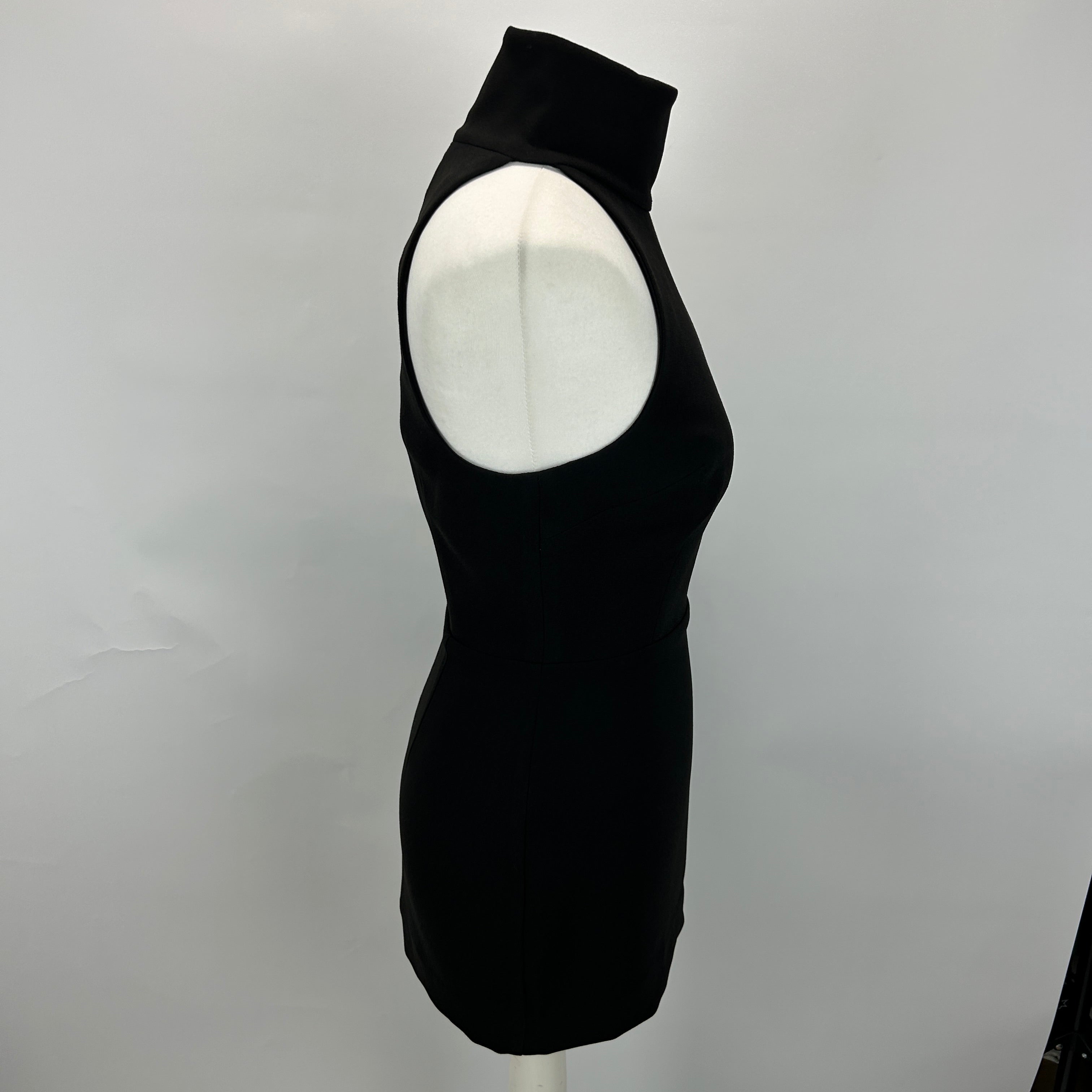 Alex Perry New £828 Black Stretch Crepe Turtleck Minidress S