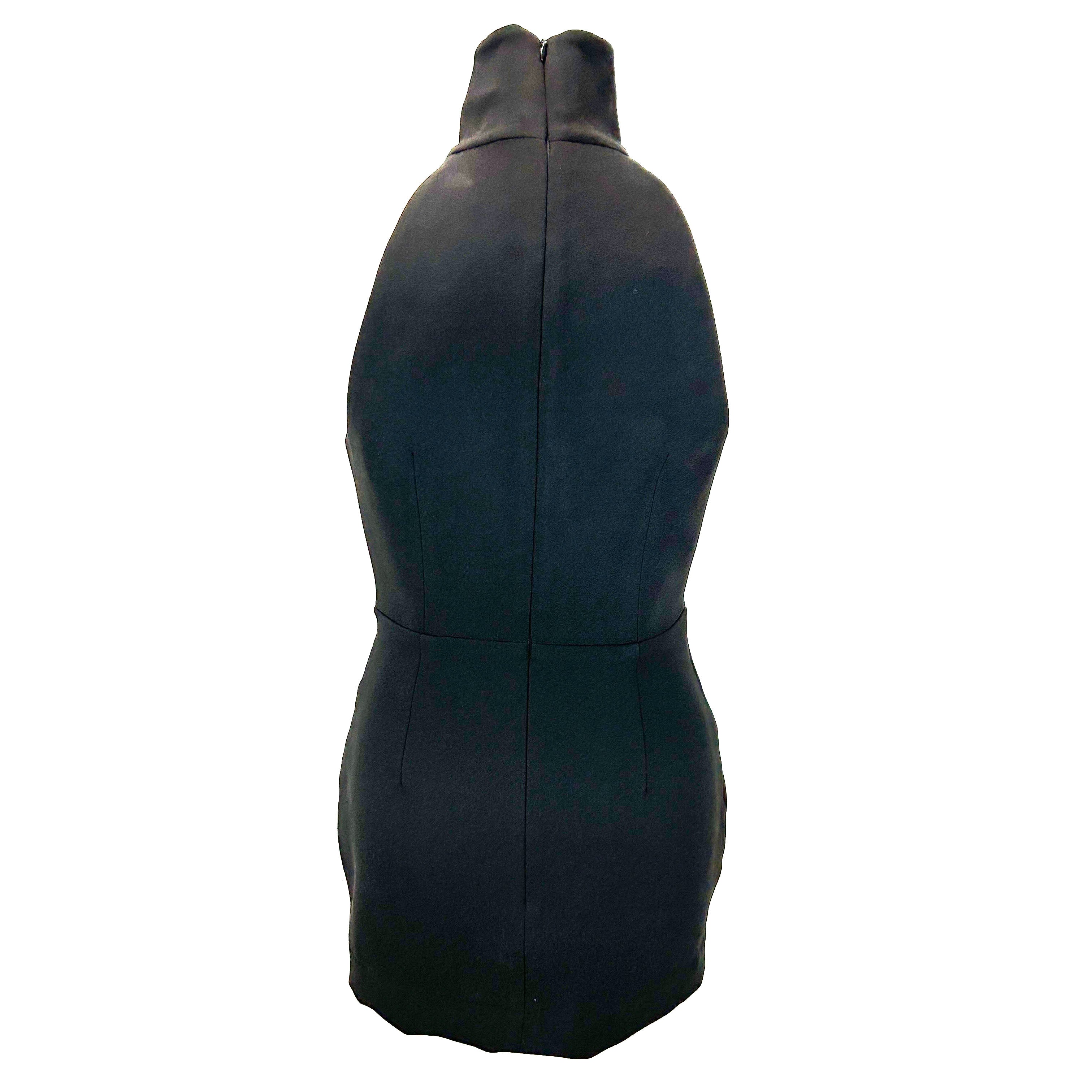 Alex Perry New £828 Black Stretch Crepe Turtleck Minidress S