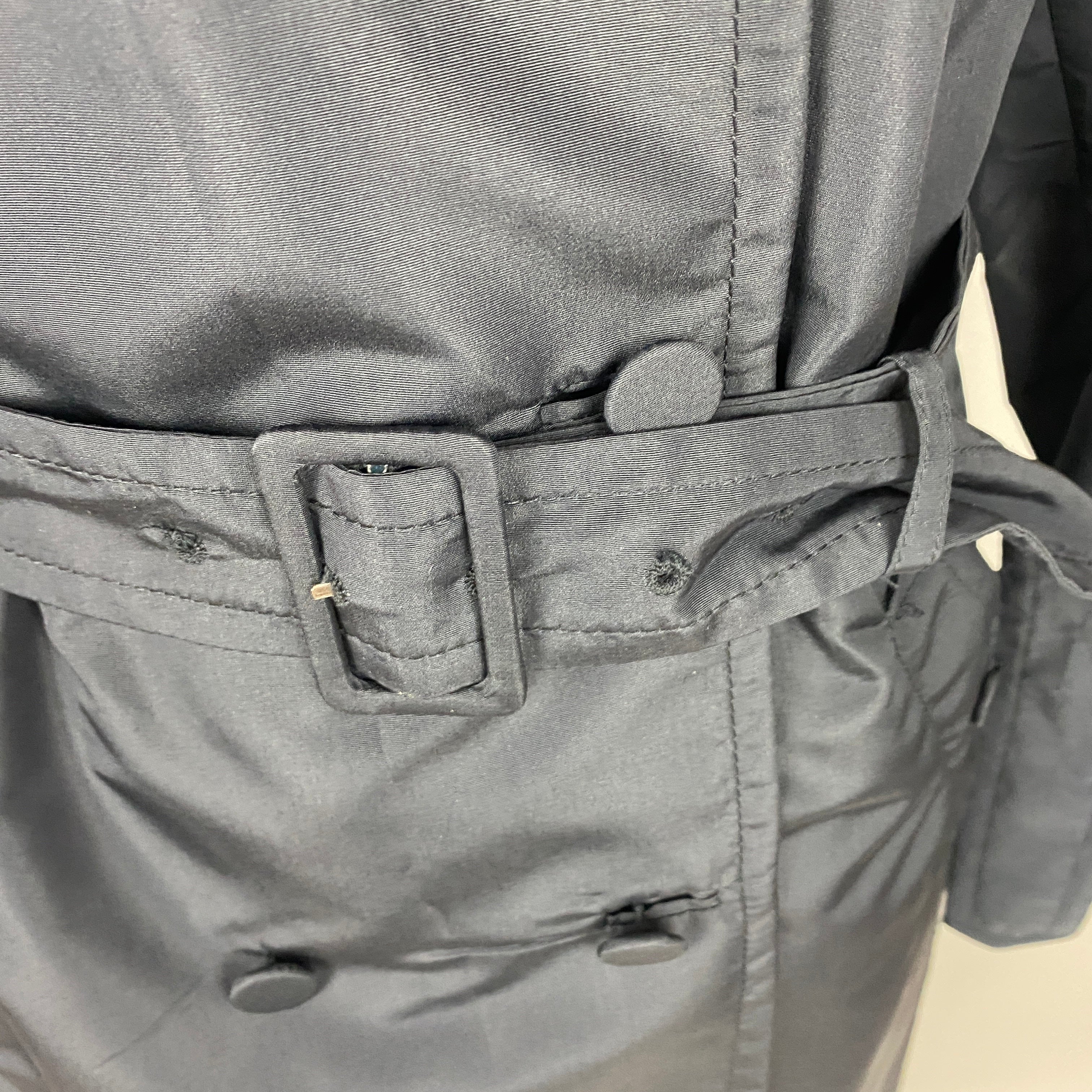 Prada Navy Silk Mix Lightweight Trench Coat M