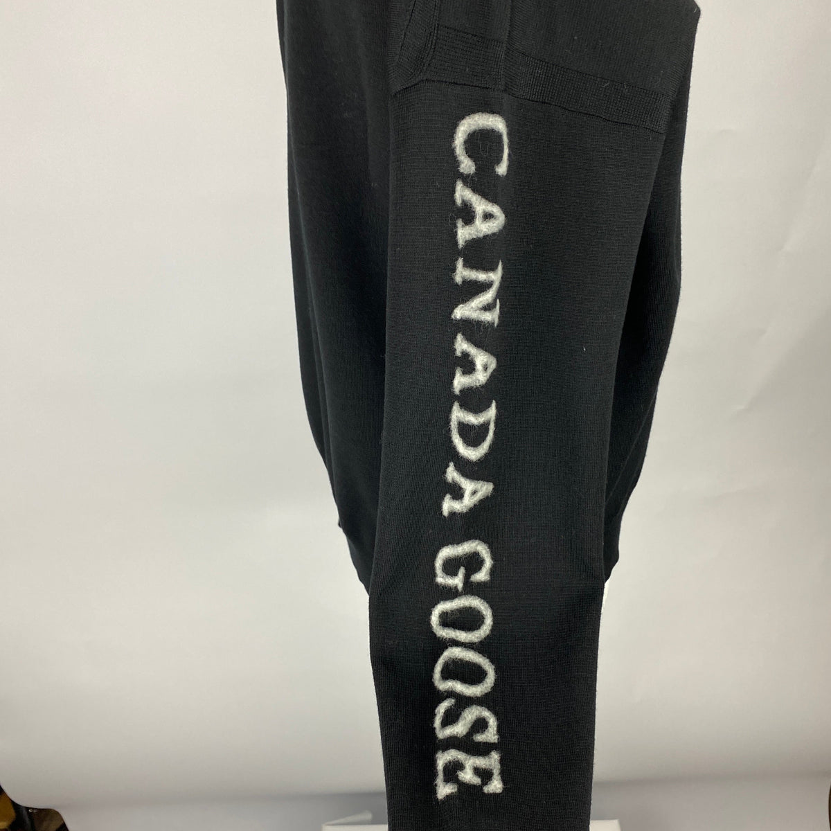 Canada Goose Black Wool Logo Hooded Sweater L