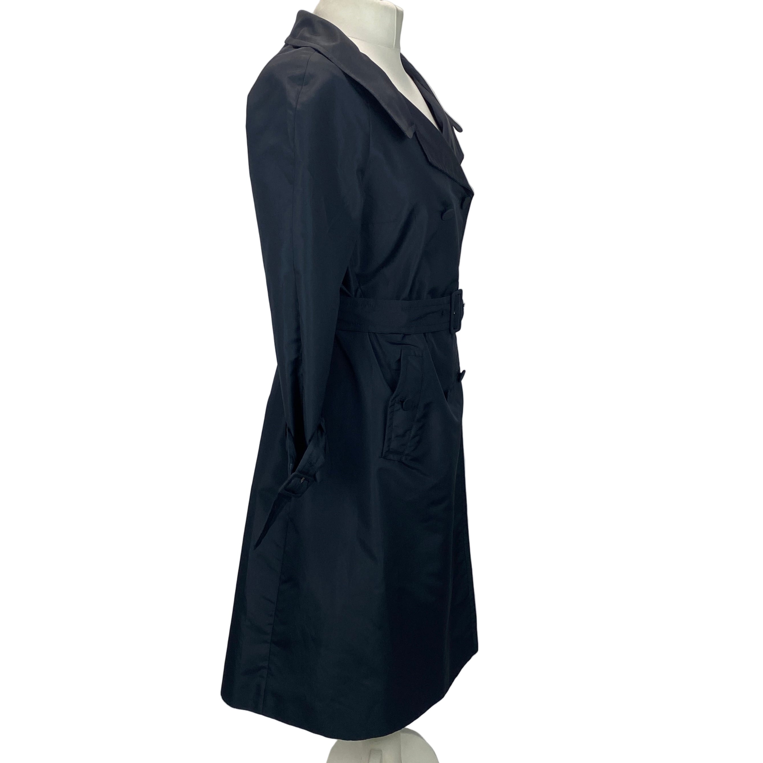 Prada Navy Silk Mix Lightweight Trench Coat M