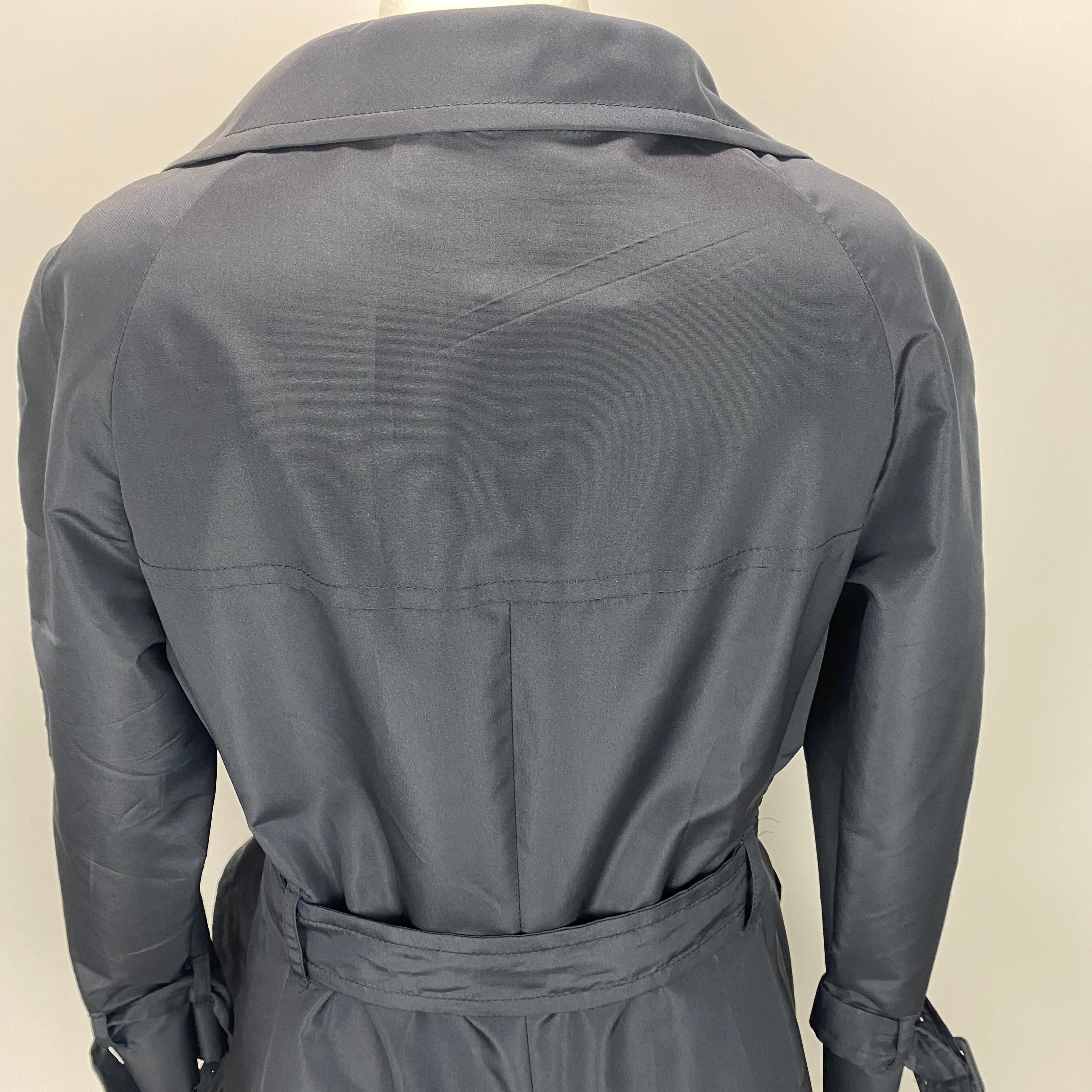 Prada Navy Silk Mix Lightweight Trench Coat M