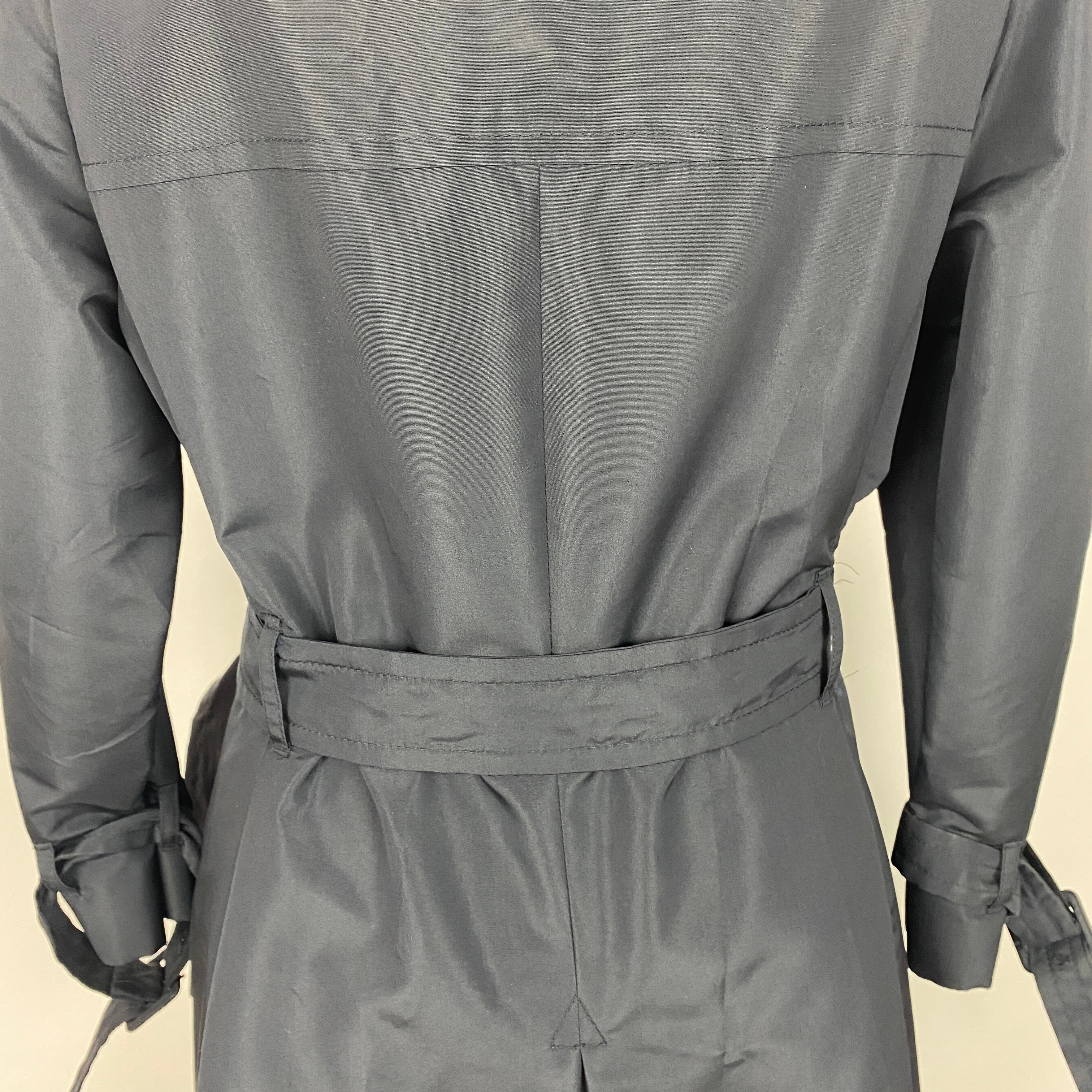 Prada Navy Silk Mix Lightweight Trench Coat M