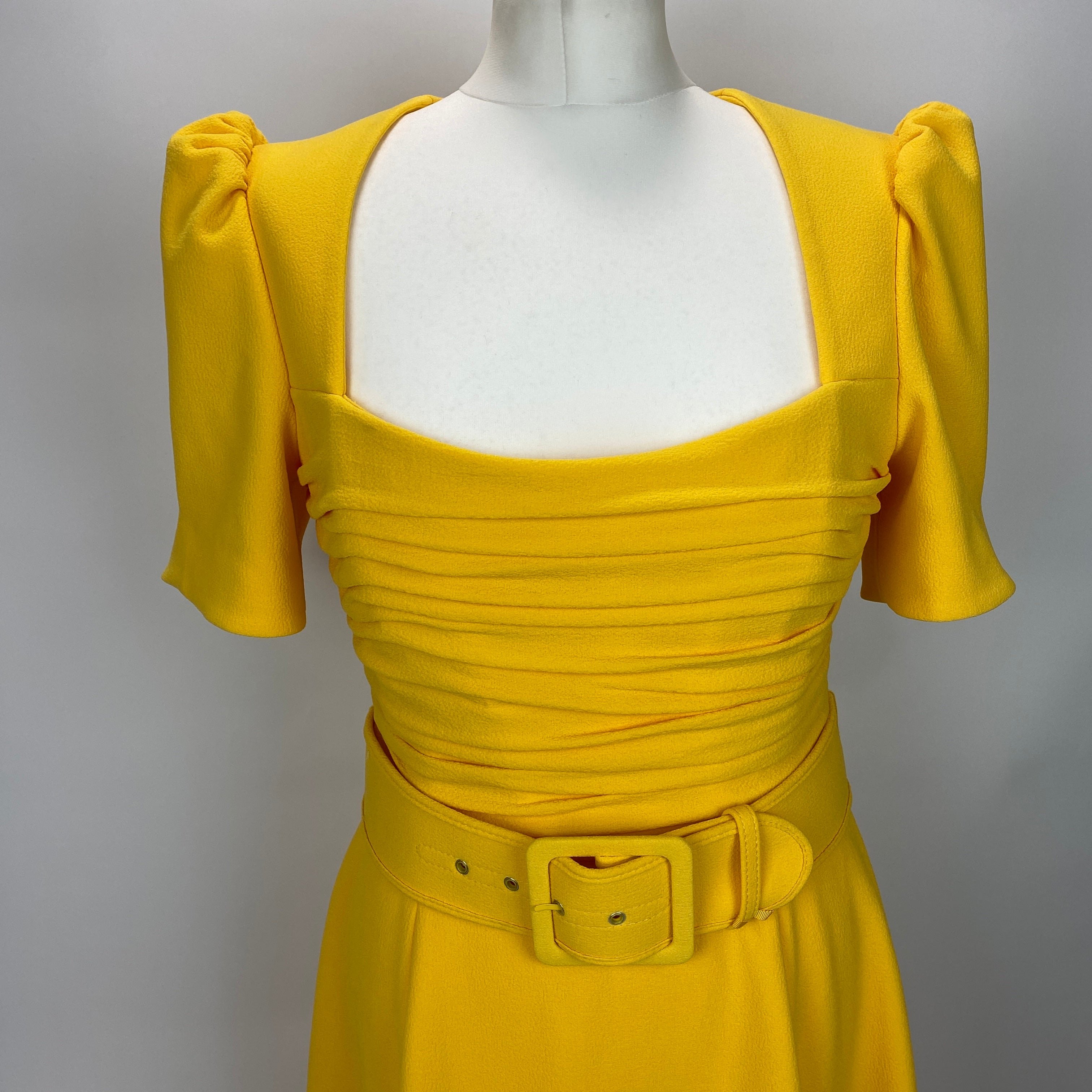 Rebecca Vallance New £770 Yellow Crepe Leona Maxi Dress M