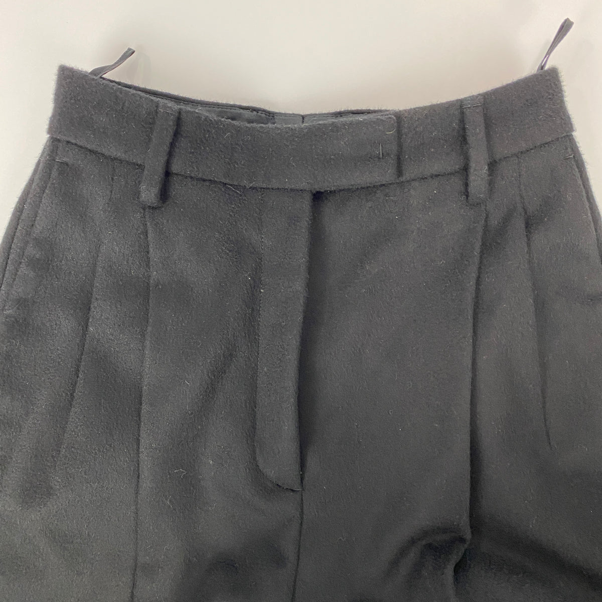 Prada Black Thick Cashmere Pleat Waist Trousers XXS