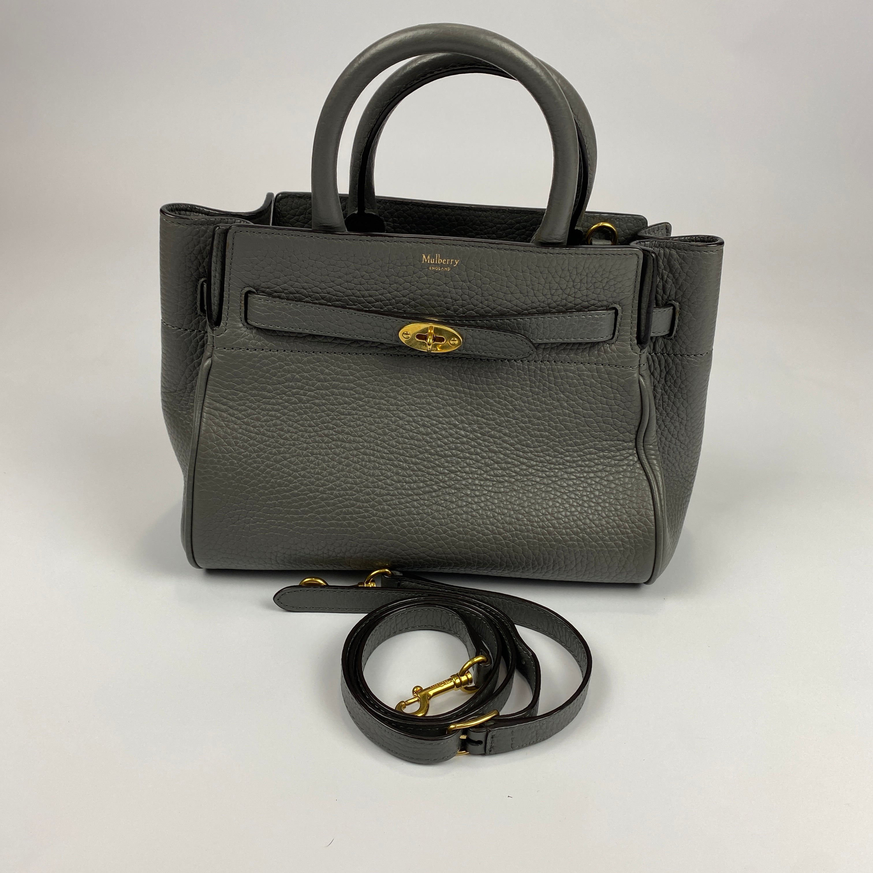 Mulberry £1095 Grey Belted Bayswater Mini Tote Bag