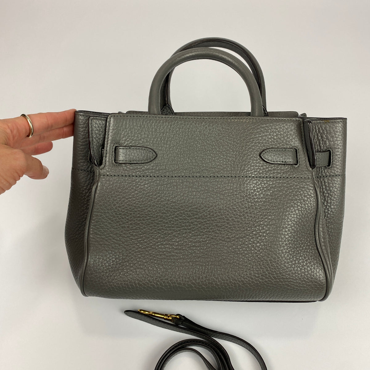 Mulberry £1095 Grey Belted Bayswater Mini Tote Bag