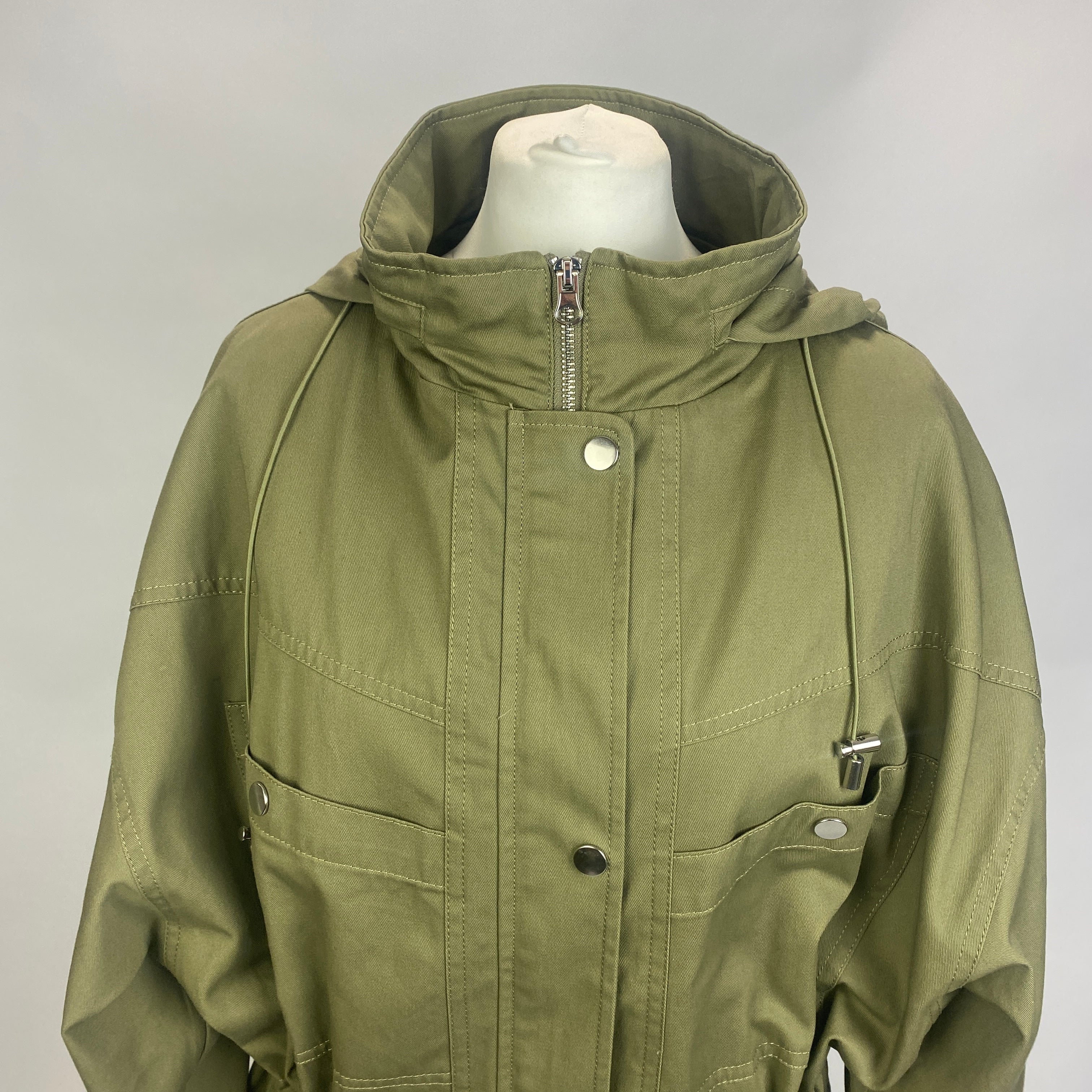 Ba&Sh New £430 Khaki Cotton Drawstring Tylan Parka M/L