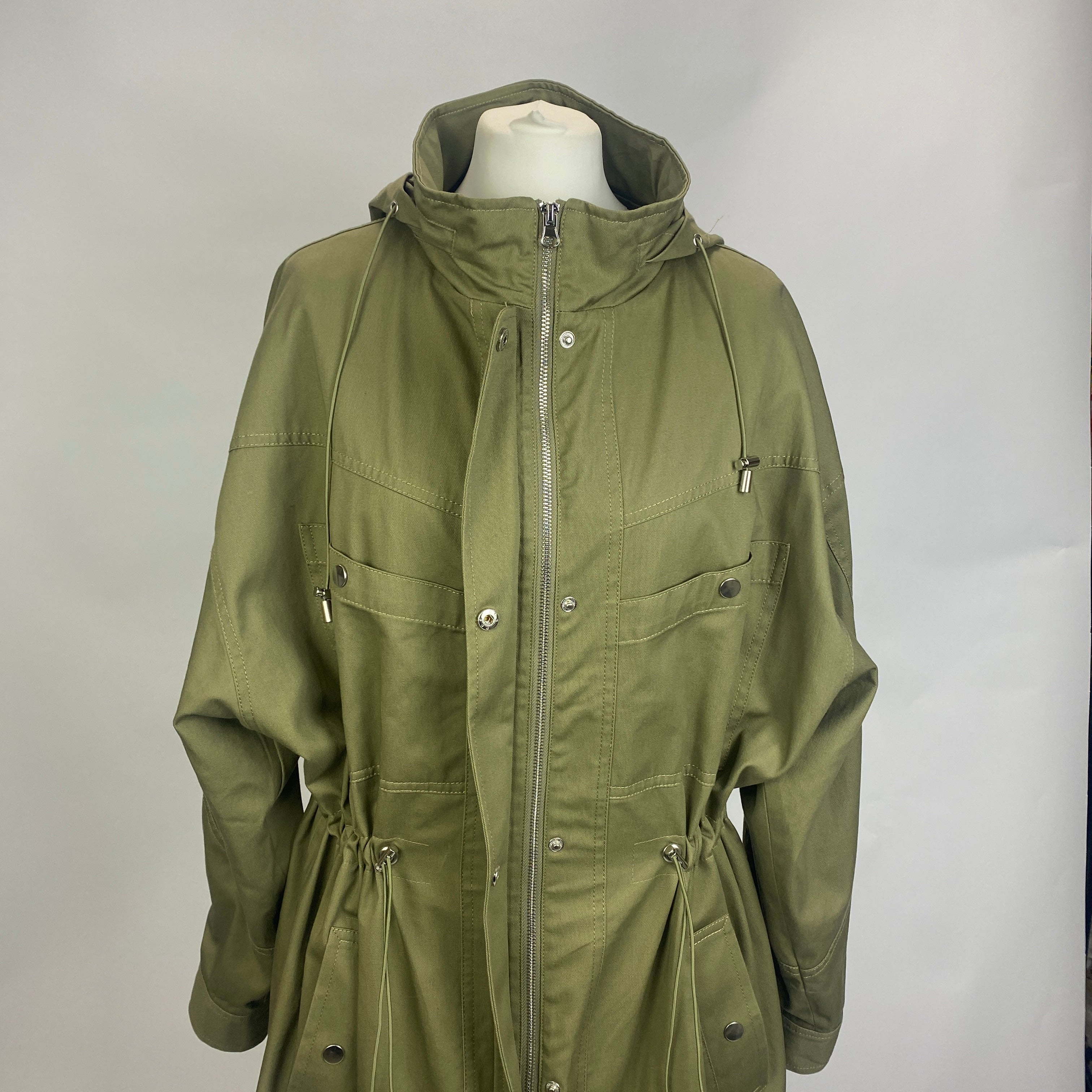 Ba&Sh New £430 Khaki Cotton Drawstring Tylan Parka M/L