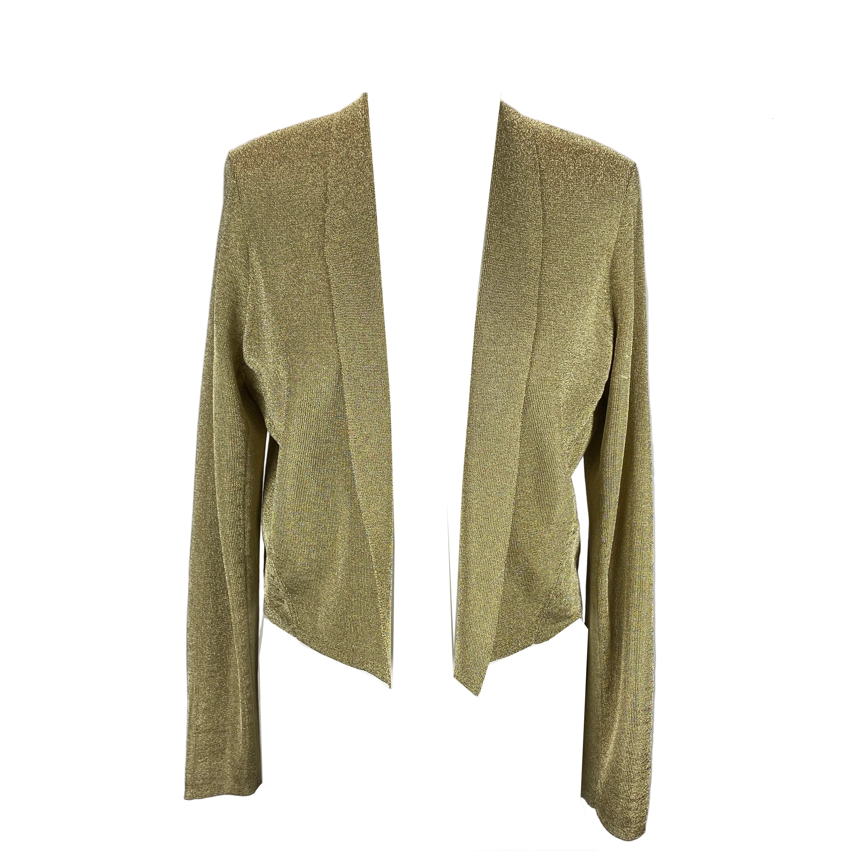 The Fold New £300 Gold Metallic Knit Jacket L