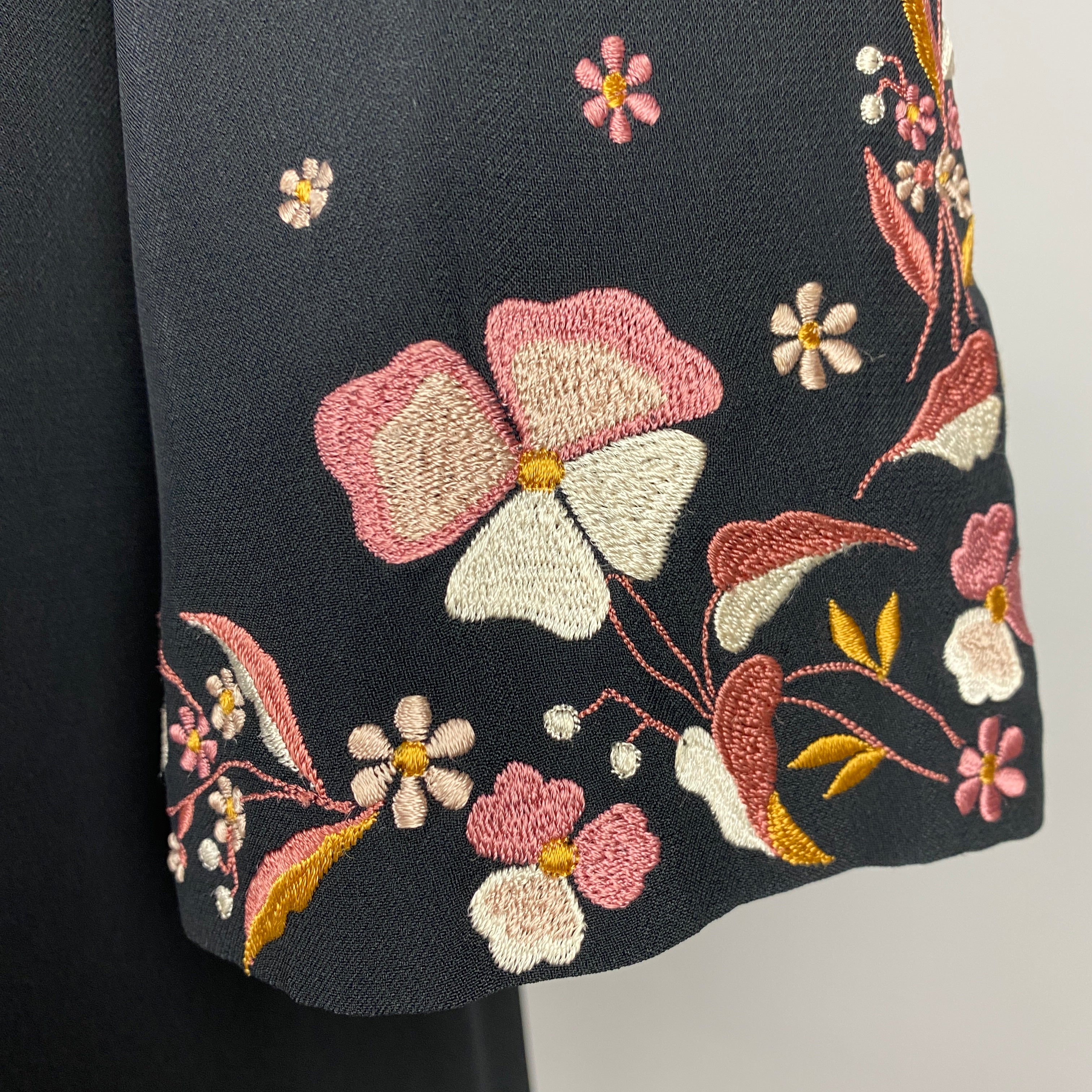 Vilshenko Black Embroidered Crepe Belted Maxi Dress UK10