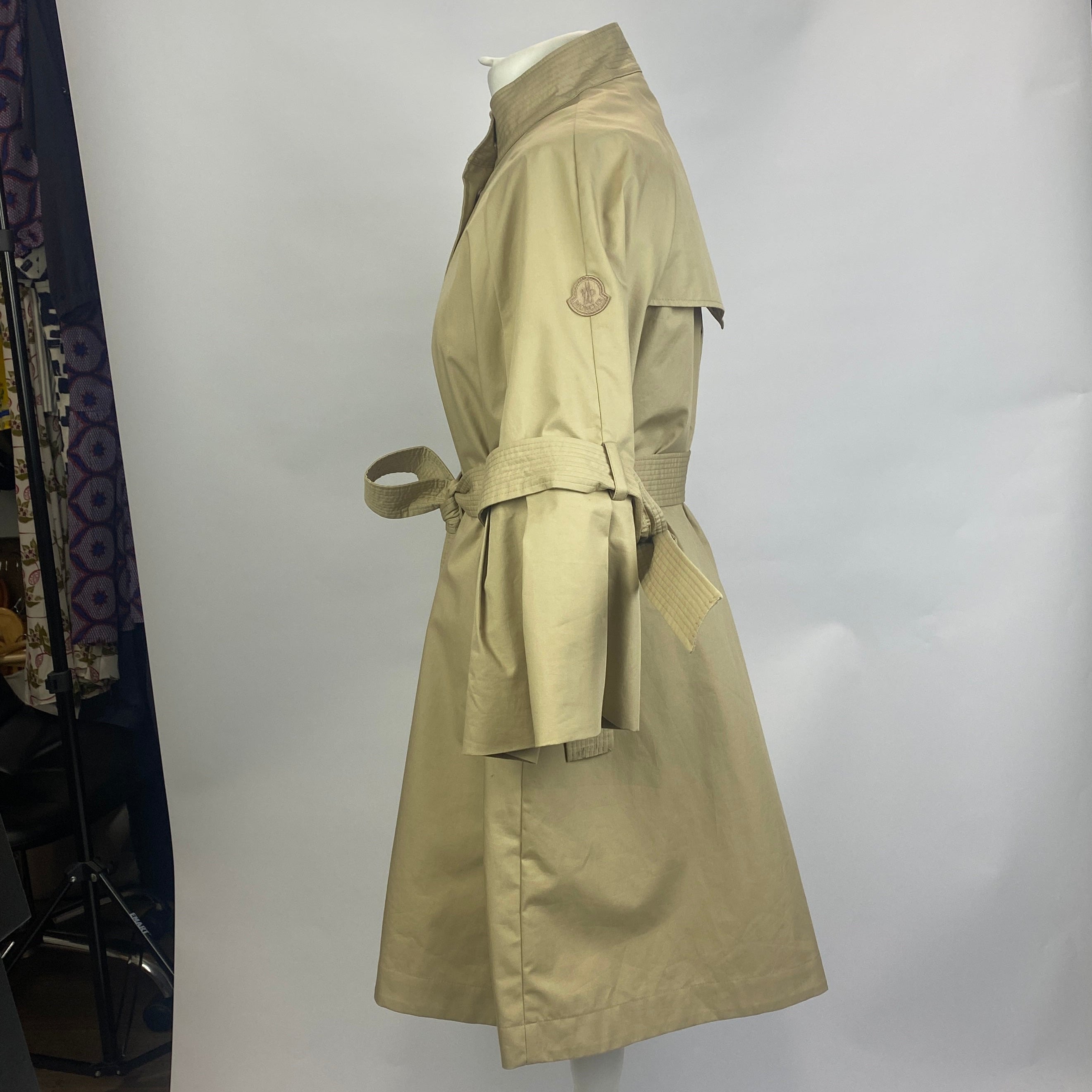 Moncler New Beige Flared Cotton Mix Adhafera Raincoat M/L