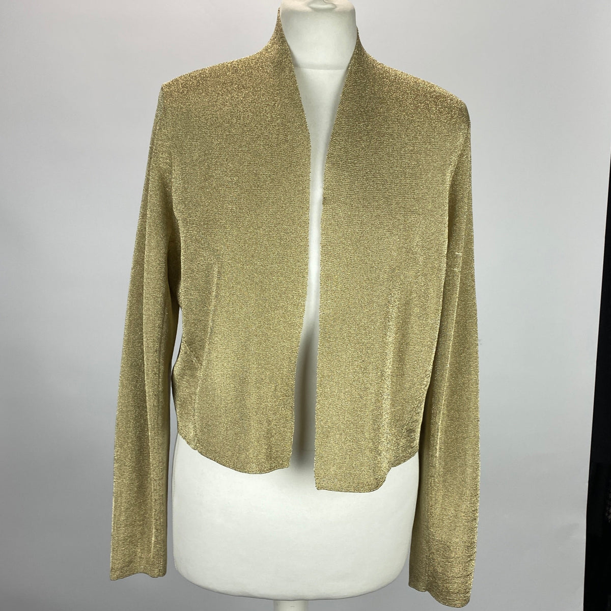 The Fold New £300 Gold Metallic Knit Jacket L