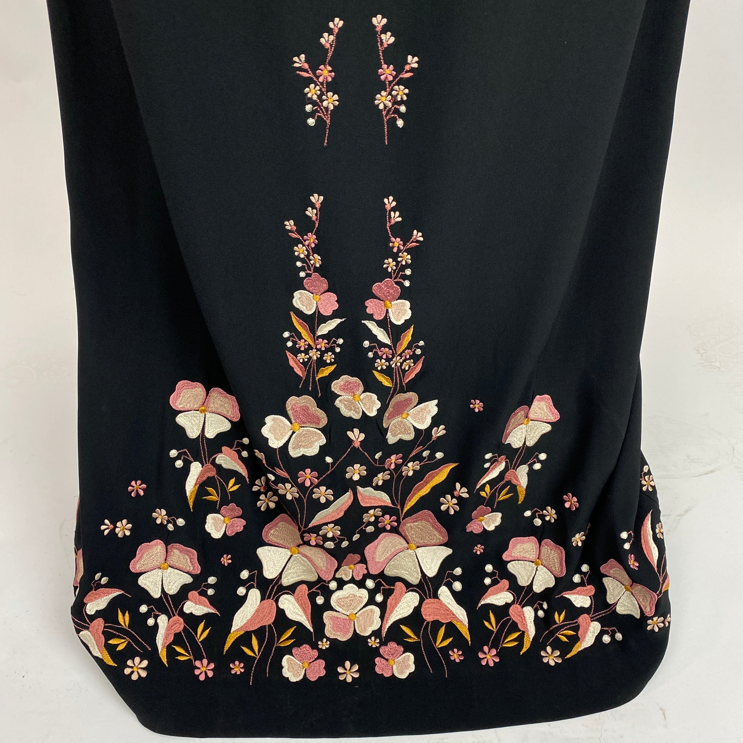 Vilshenko Black Embroidered Crepe Belted Maxi Dress UK10