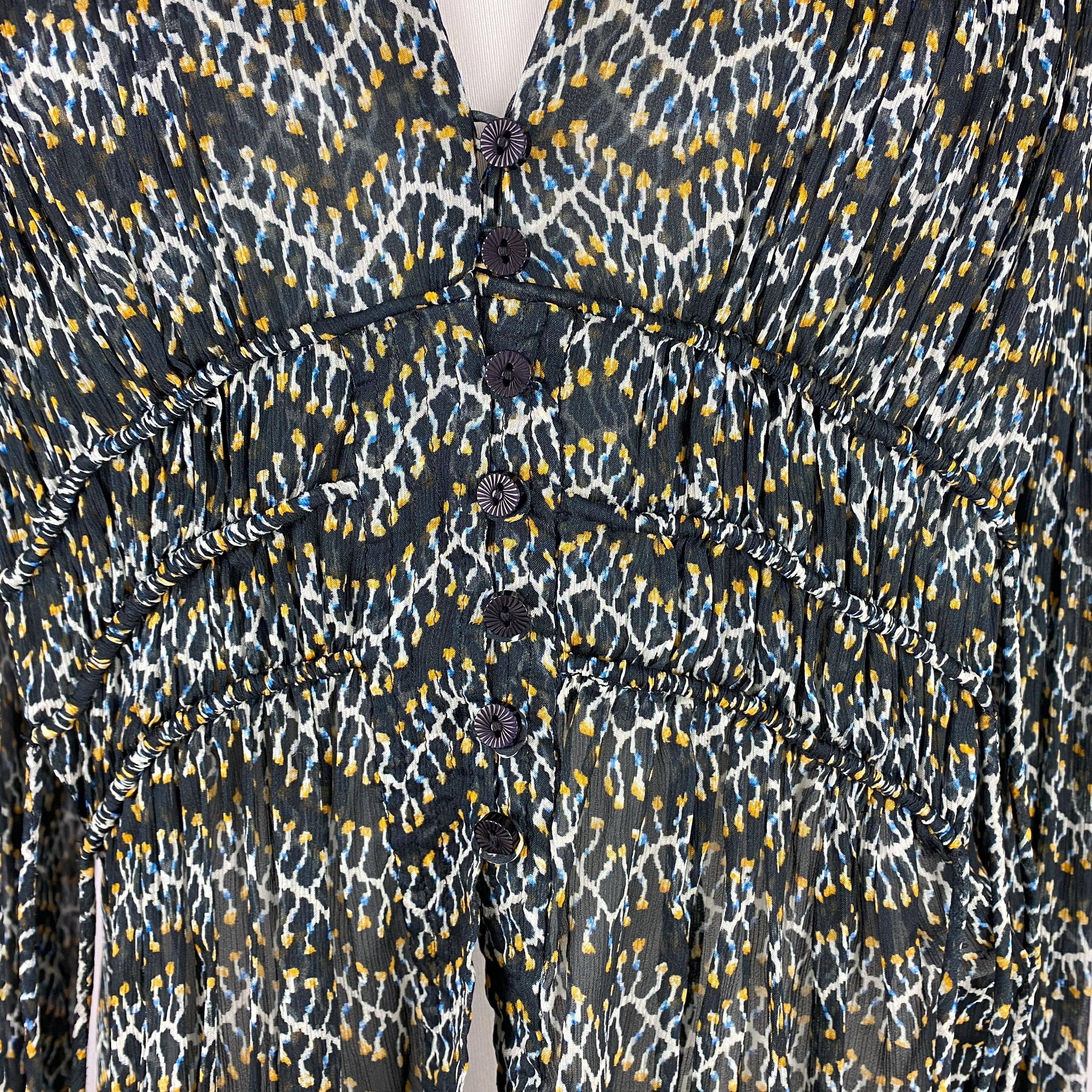 Isabel Marant Etoile Ivy Print Chiffon Drawstring Blouse M