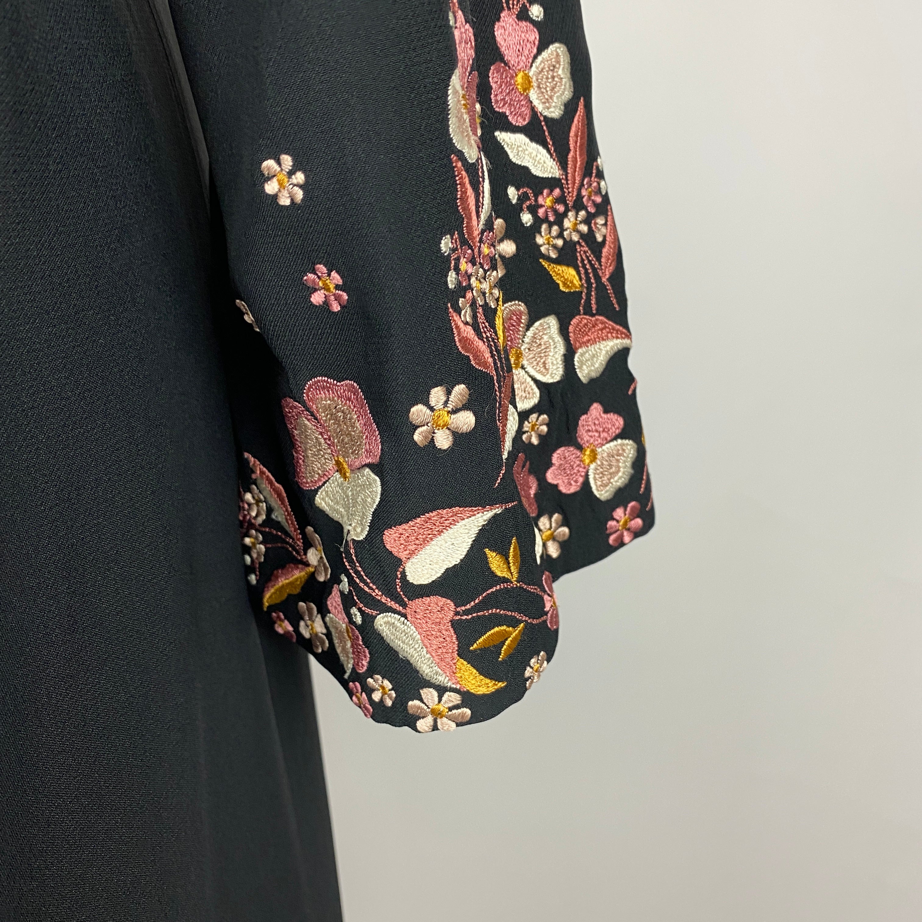 Vilshenko Black Embroidered Crepe Belted Maxi Dress UK10