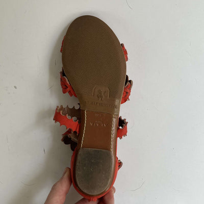 Alaia Blood Orange Suede Lasercut Gladiator Sandals 36.5