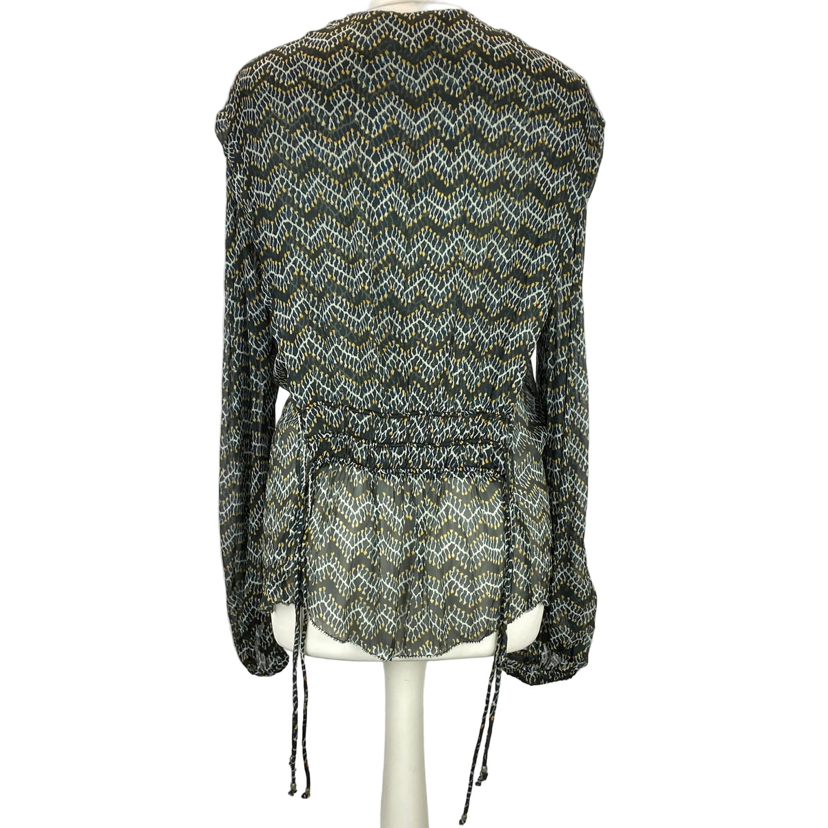 Isabel Marant Etoile Ivy Print Chiffon Drawstring Blouse M