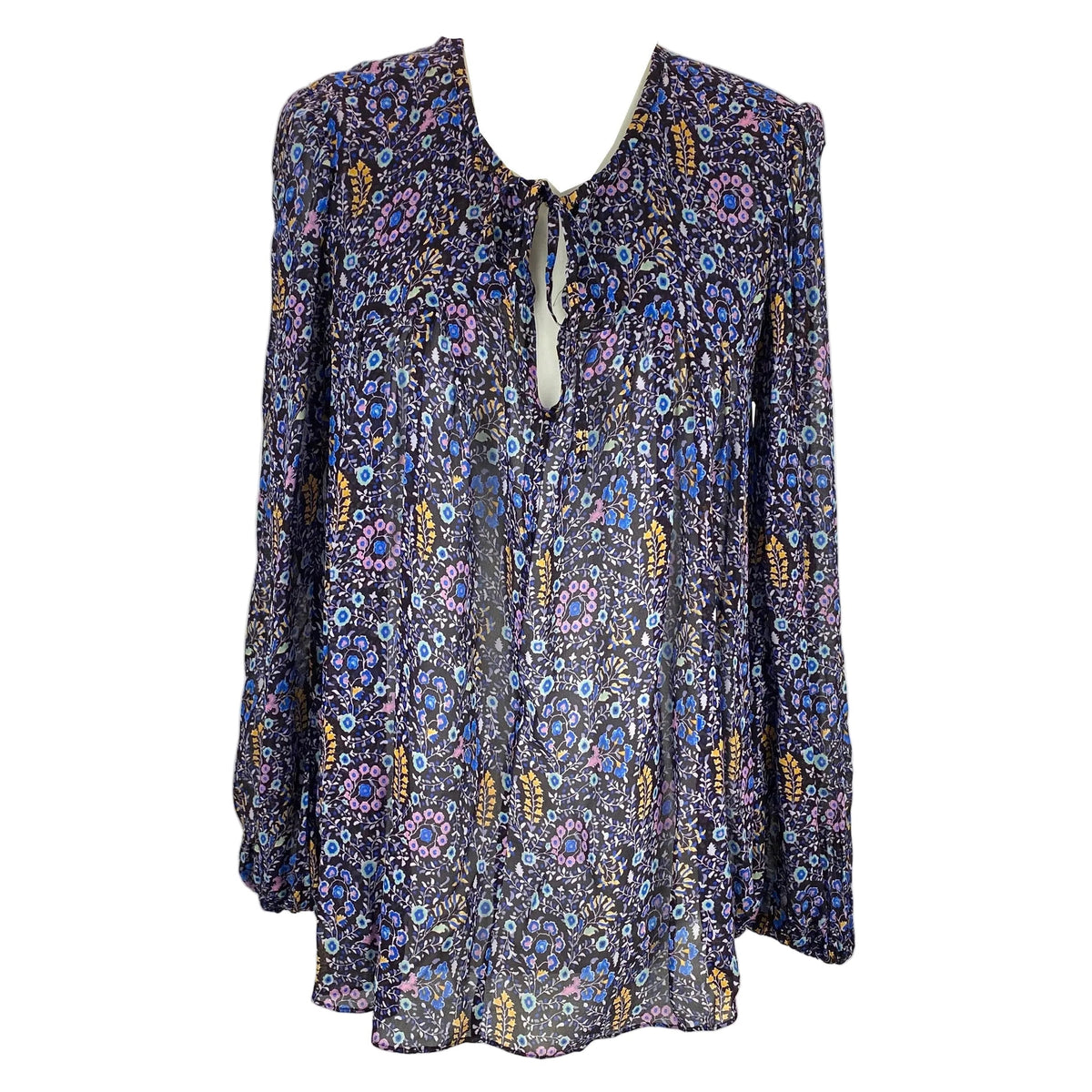 Isabel Marant Etoile Navy & Aqua Floral Chiffon Blouse S