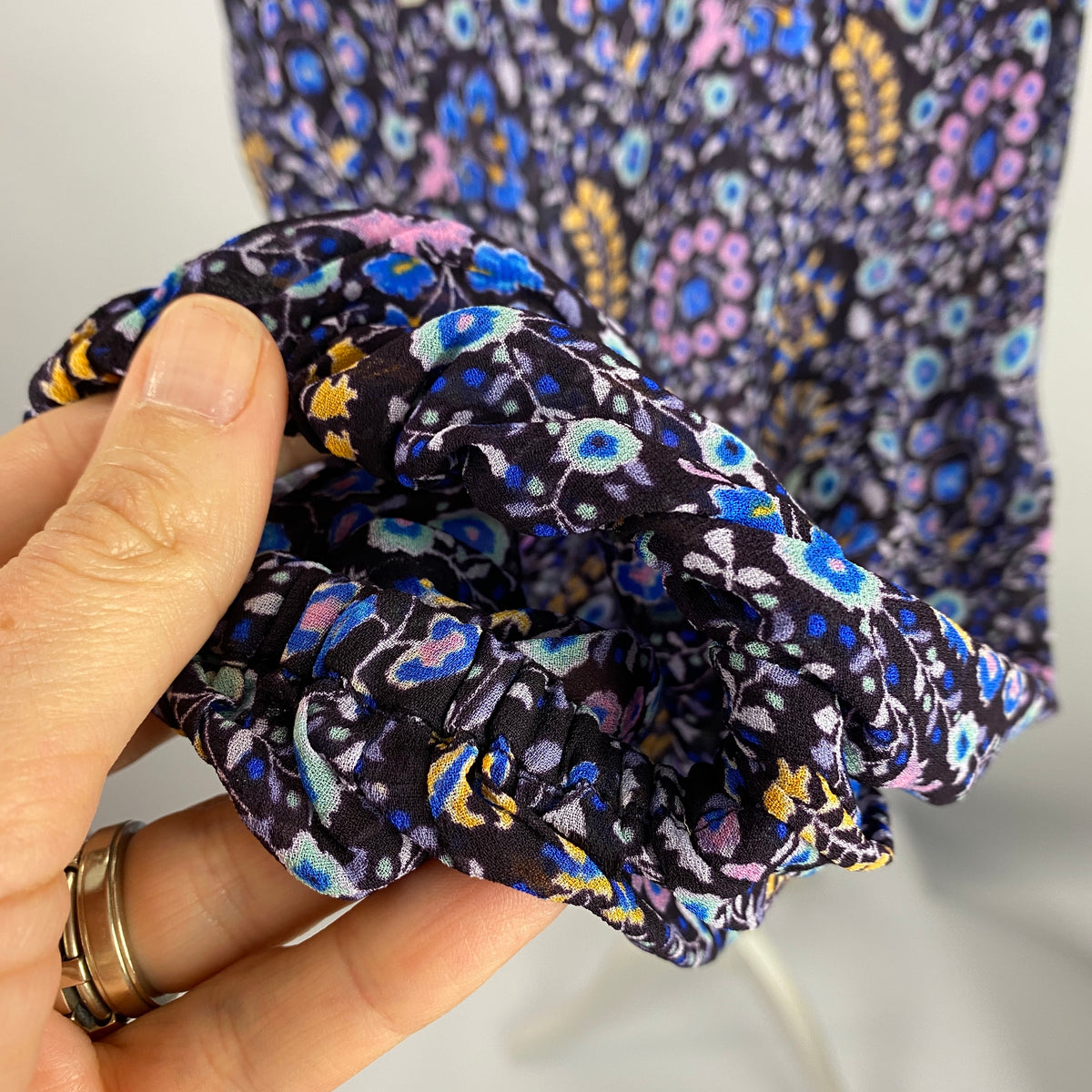 Isabel Marant Etoile Navy & Aqua Floral Chiffon Blouse S